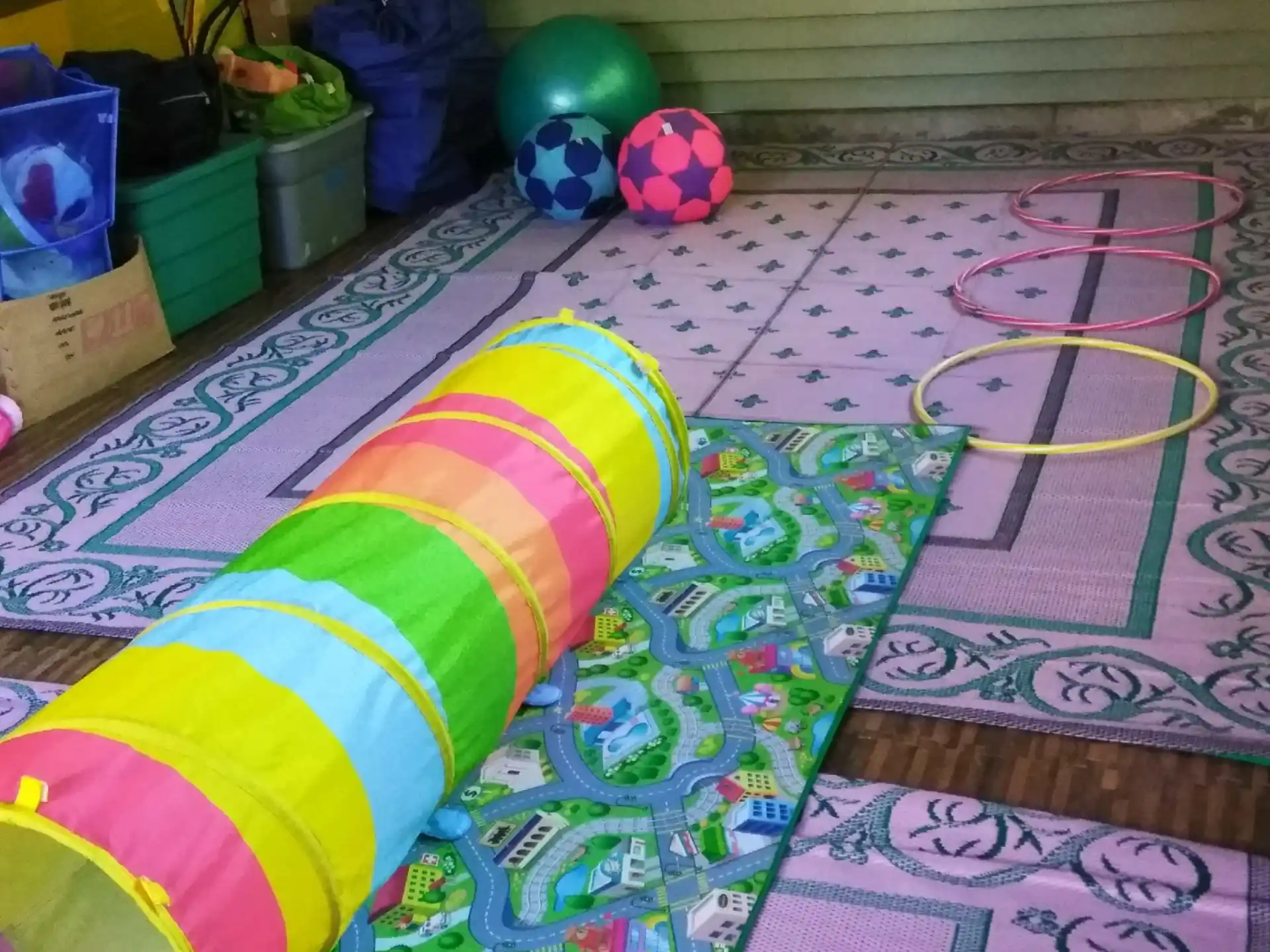 a colorful blanket on a rug