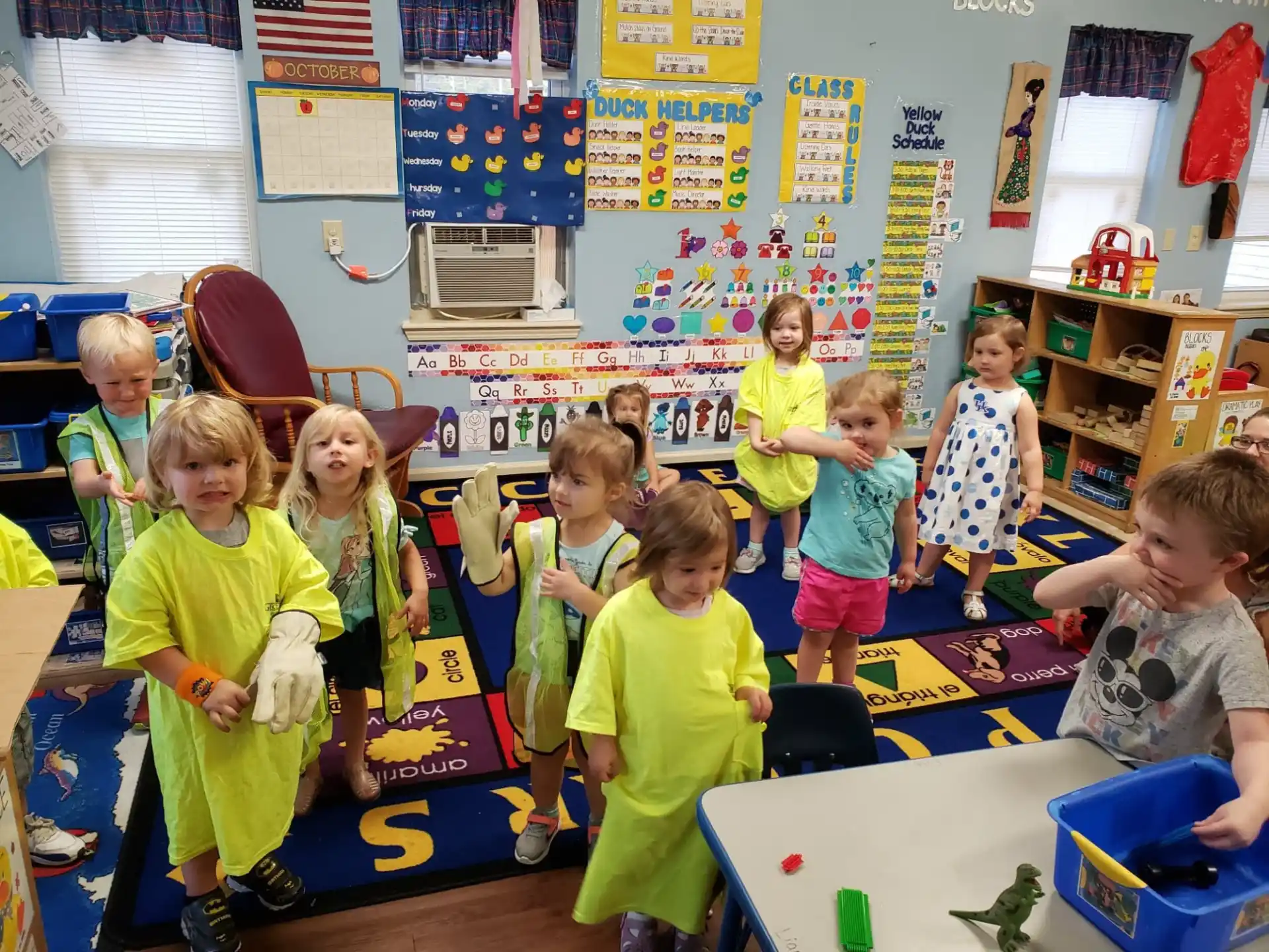 a group of children in a classroom