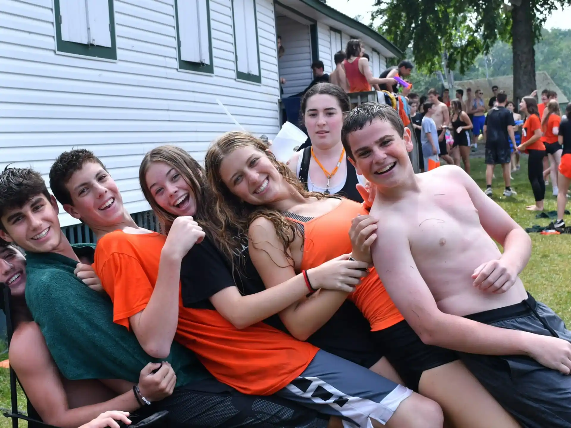 a group of people posing for a photo