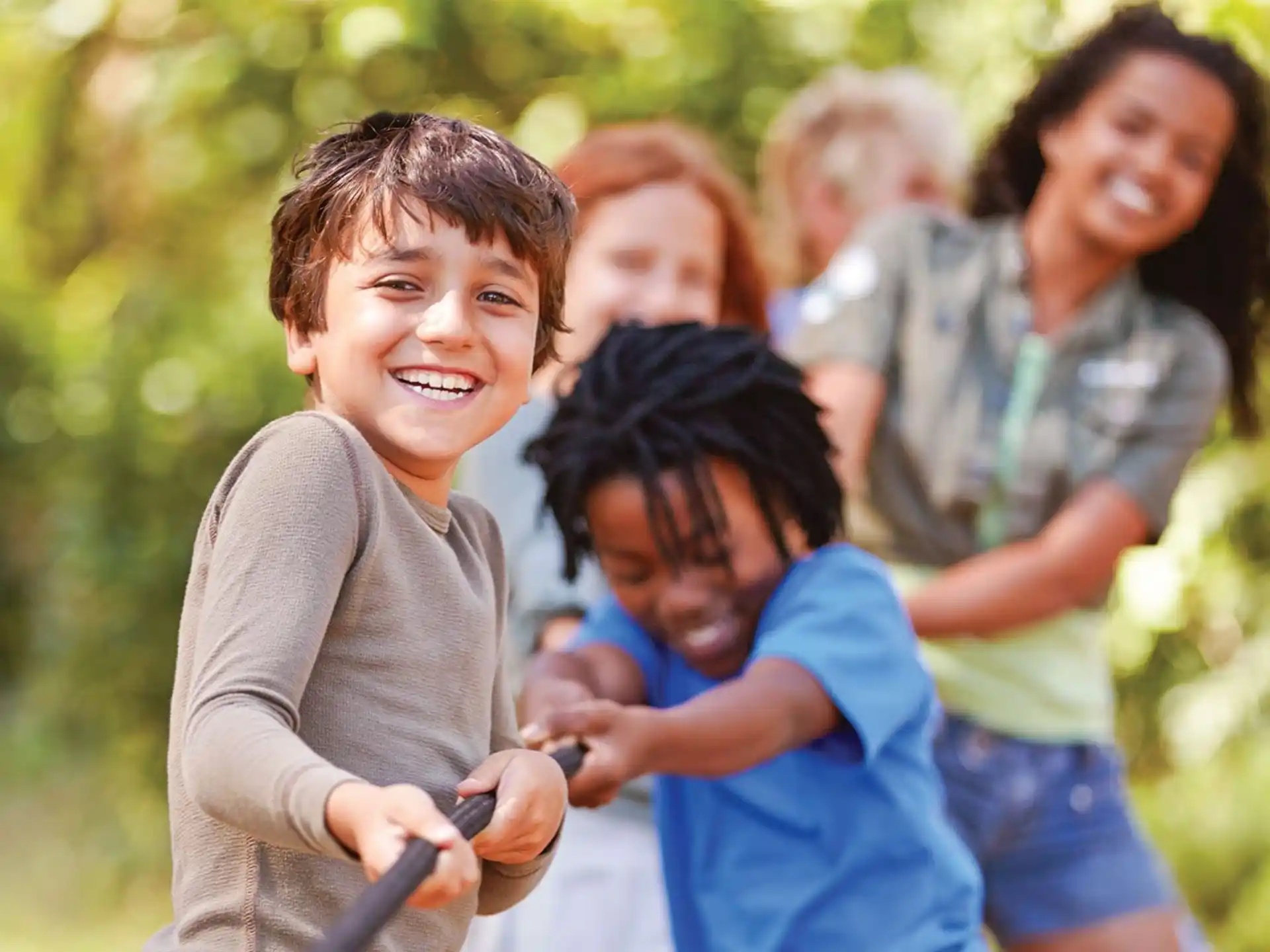 a group of people smiling