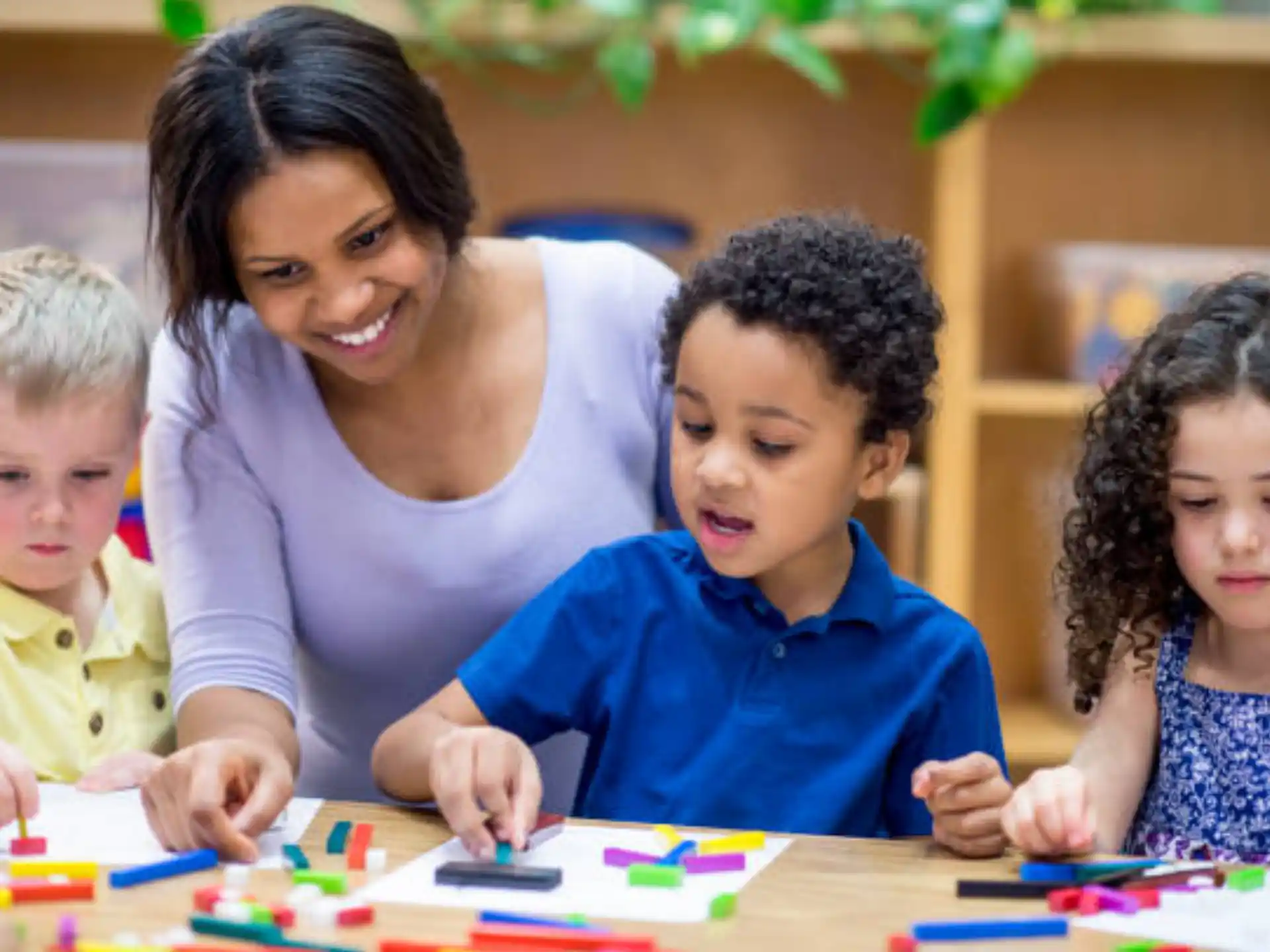 a person and several children