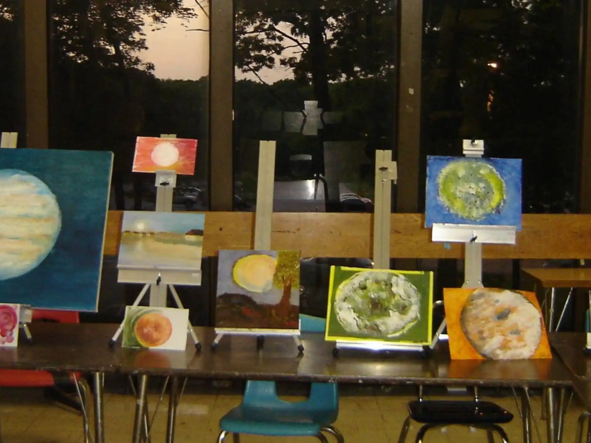 a table with art on it