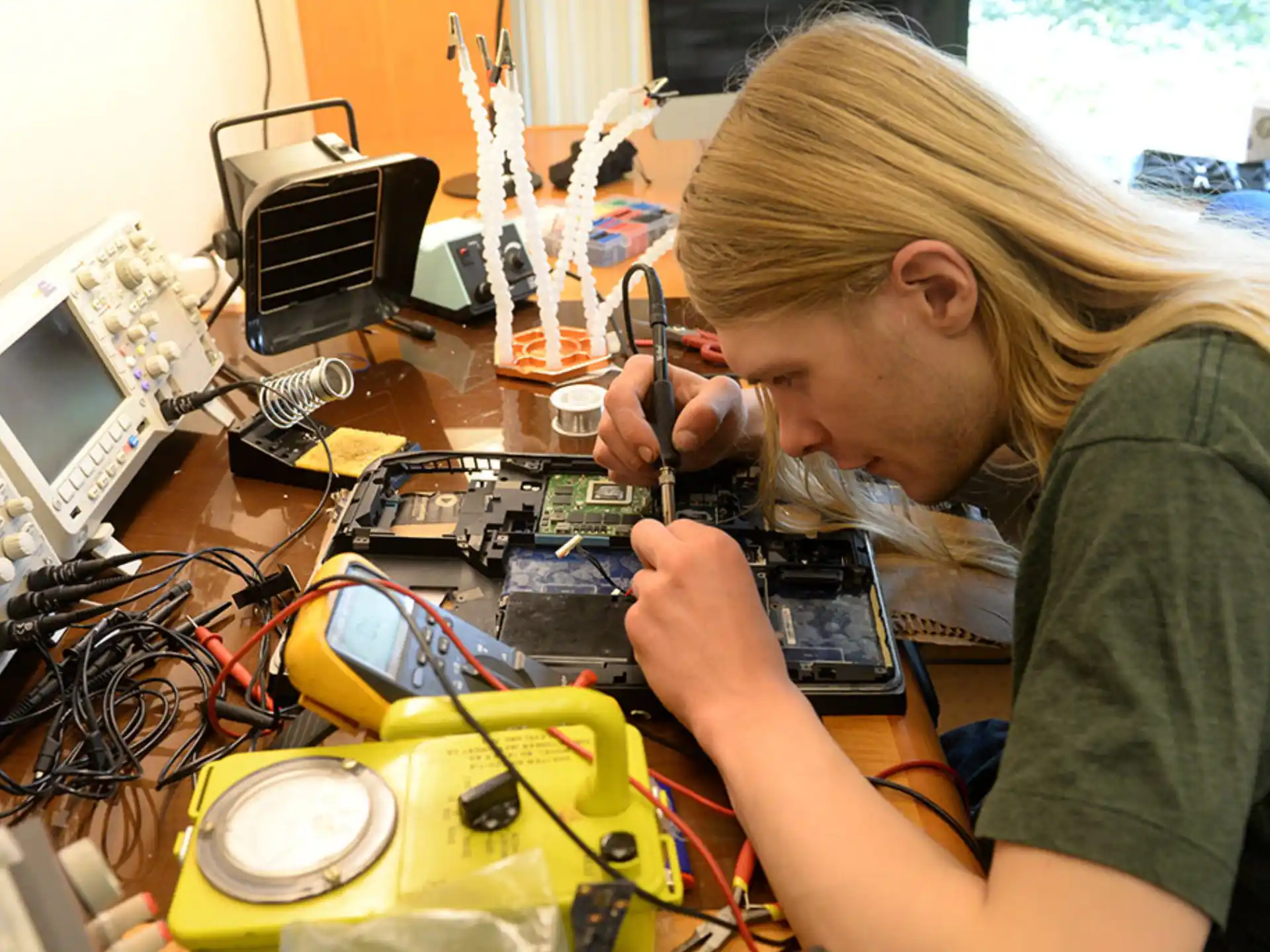 a person working on a machine
