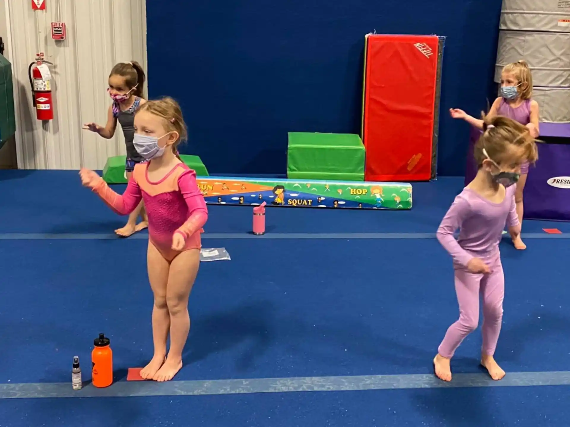 a group of girls in a gym