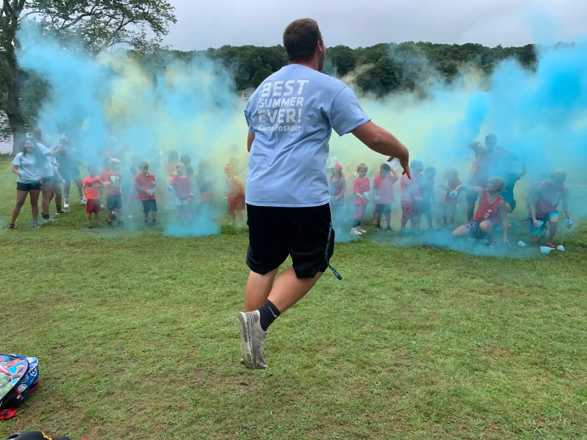 a man running in a field