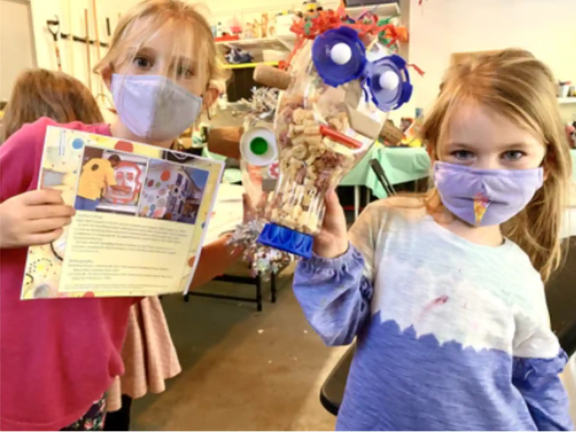 a group of children wearing masks