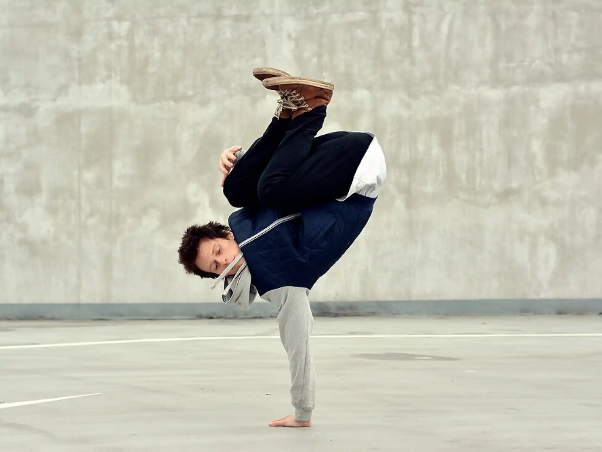 a man doing a handstand