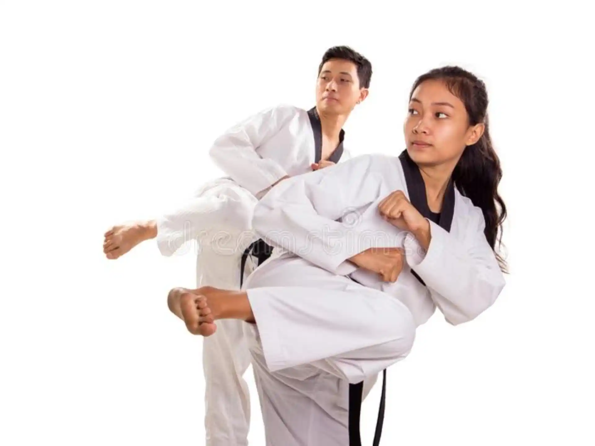 a man and a woman in karate uniforms