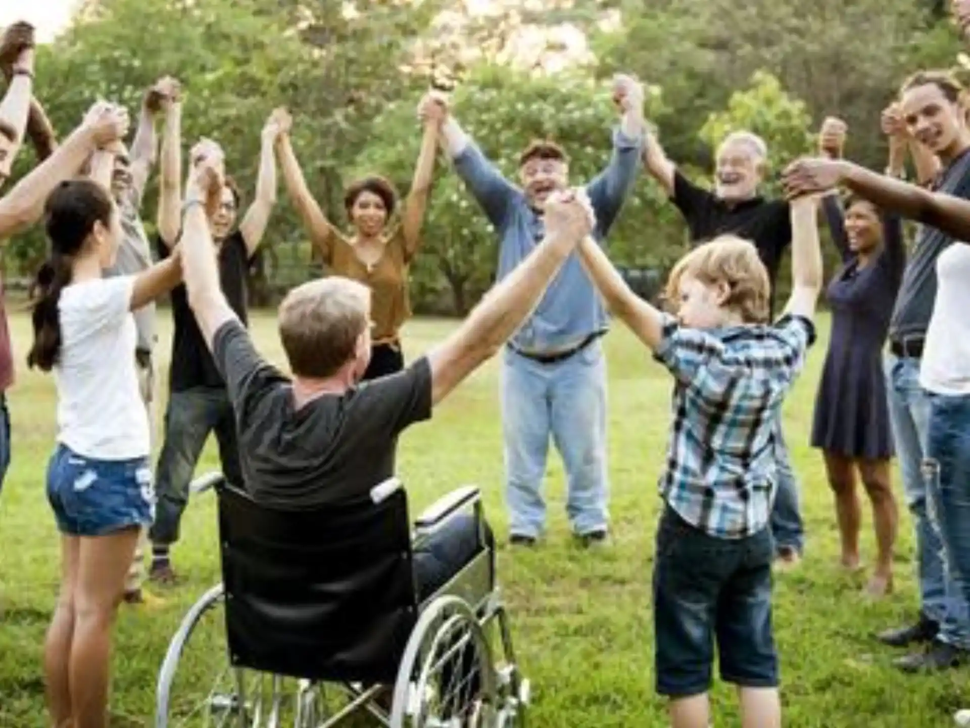 a group of people raising their hands