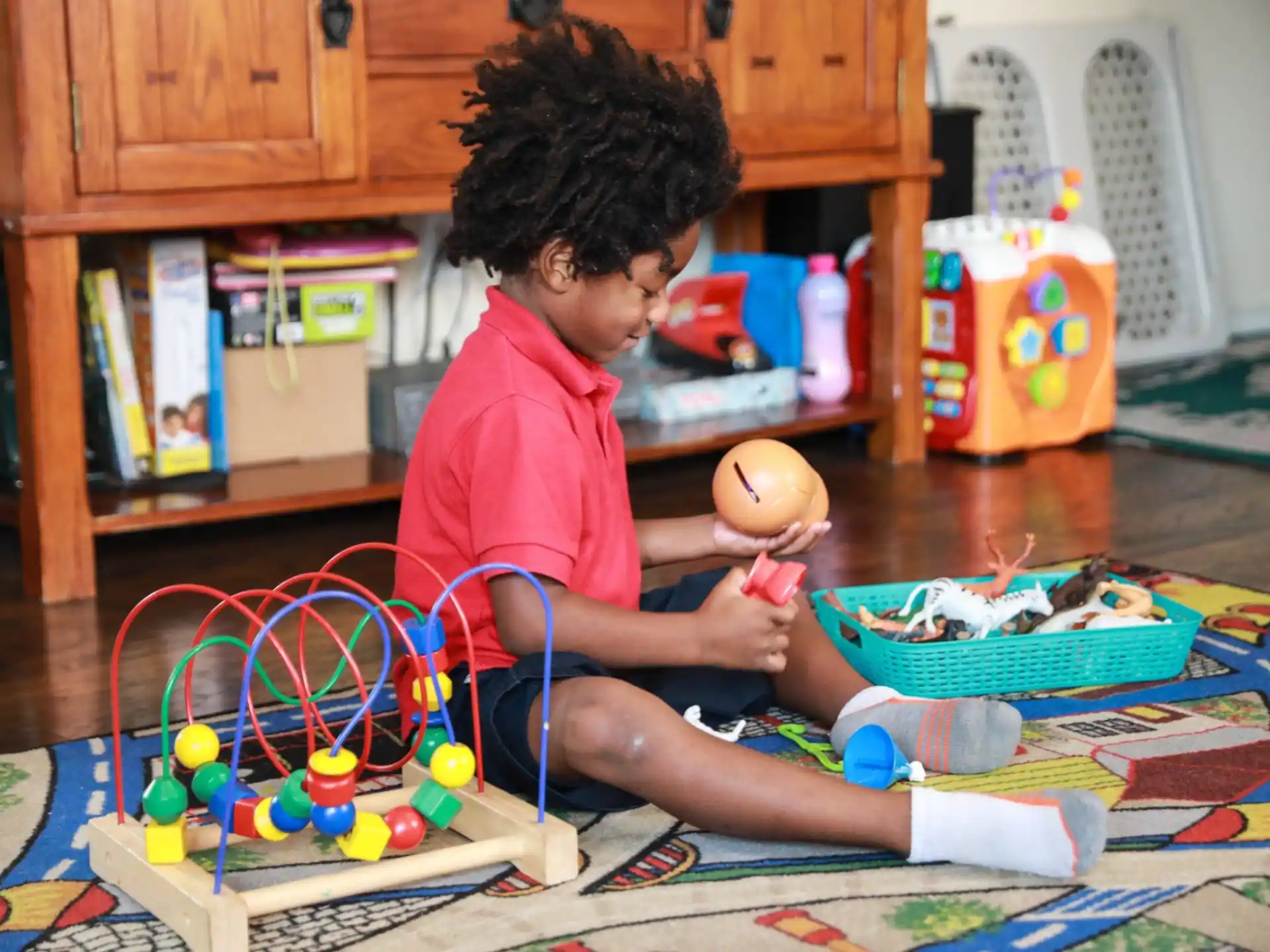a child playing with toys