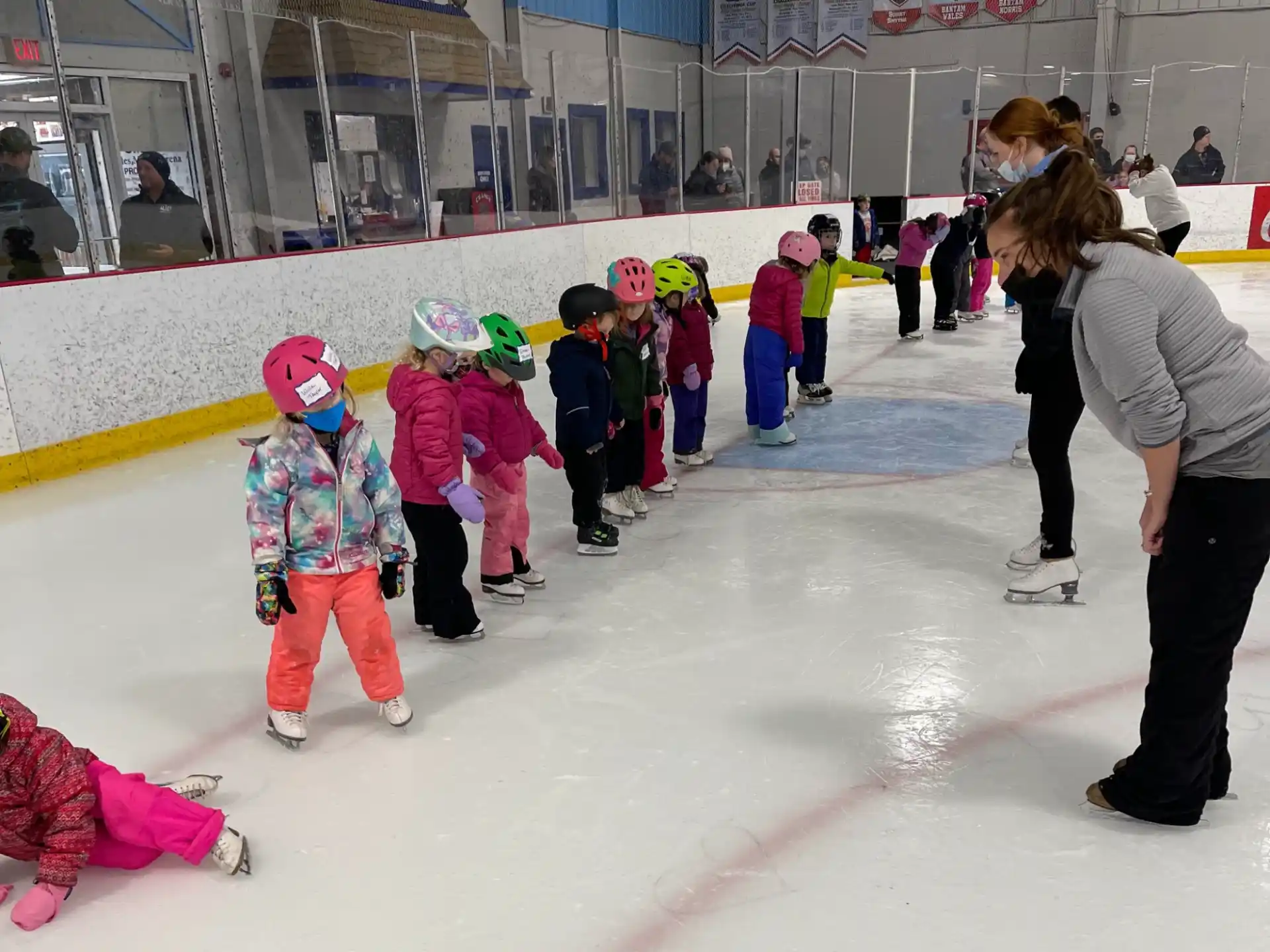 a group of people on ice