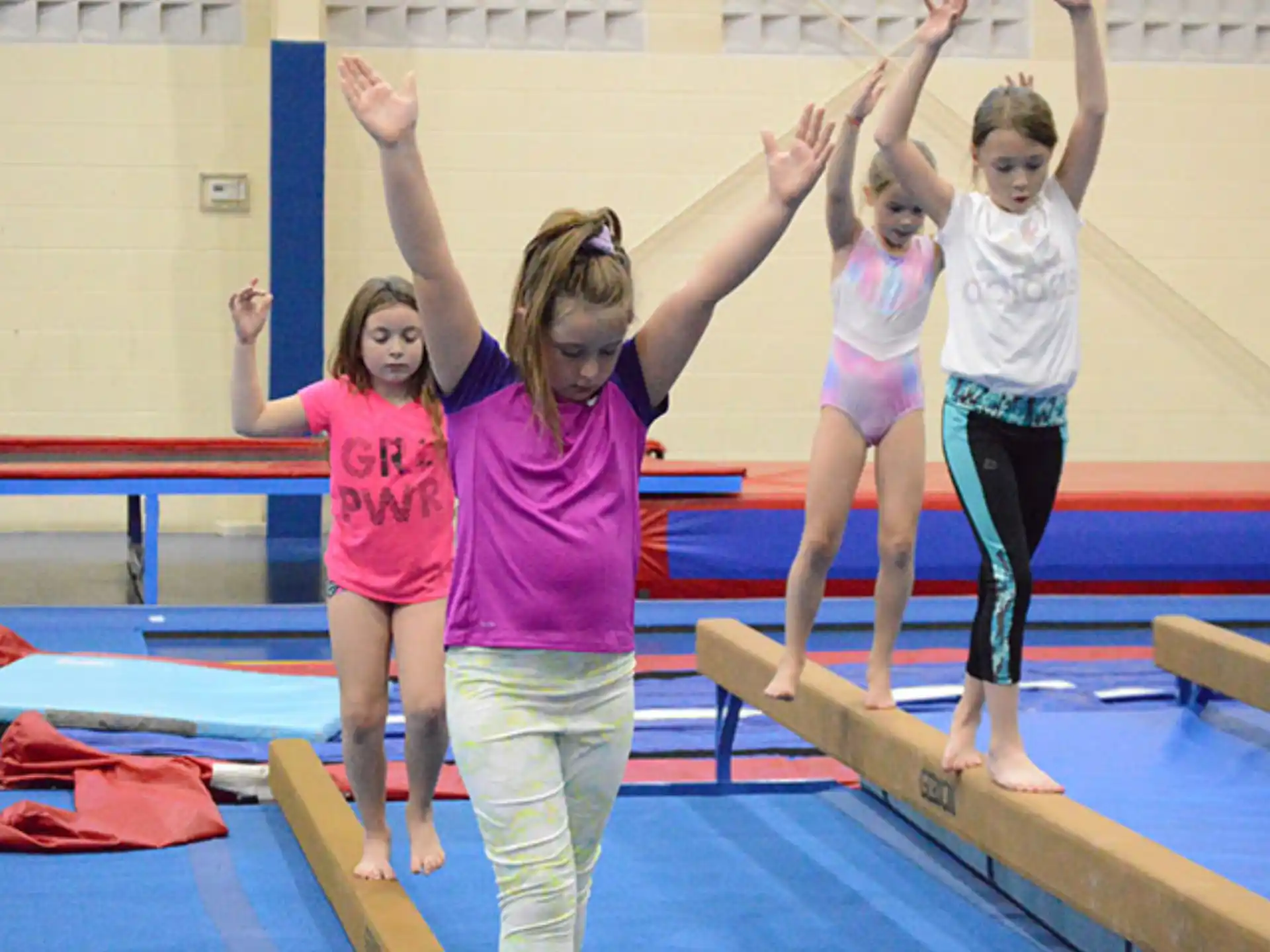a group of children in a gym