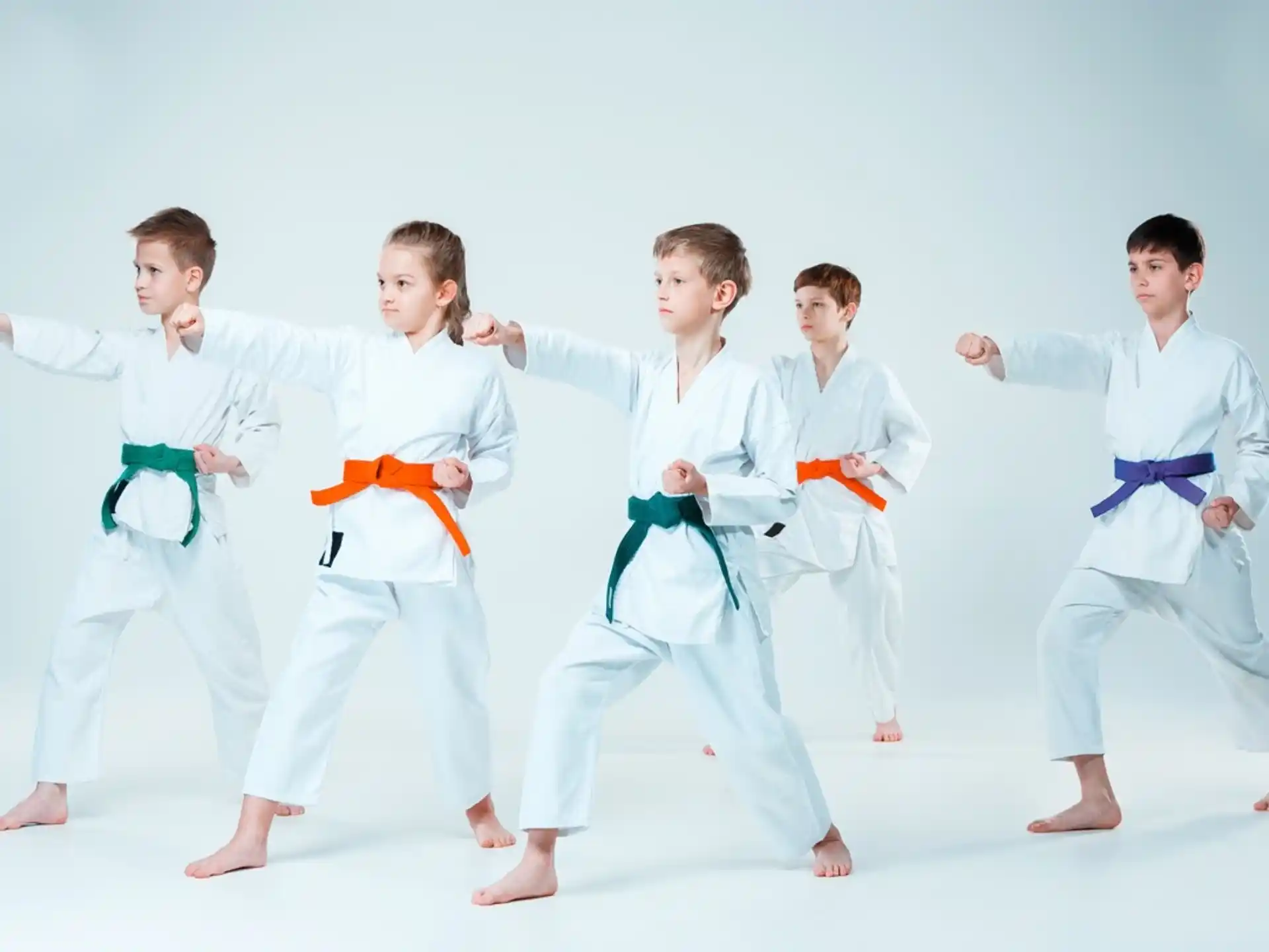 a group of people in karate uniforms