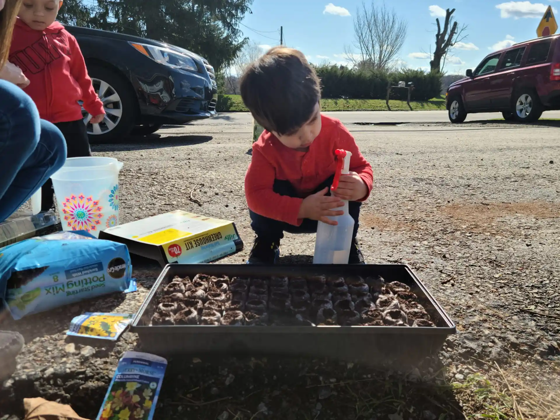 a child painting a tree