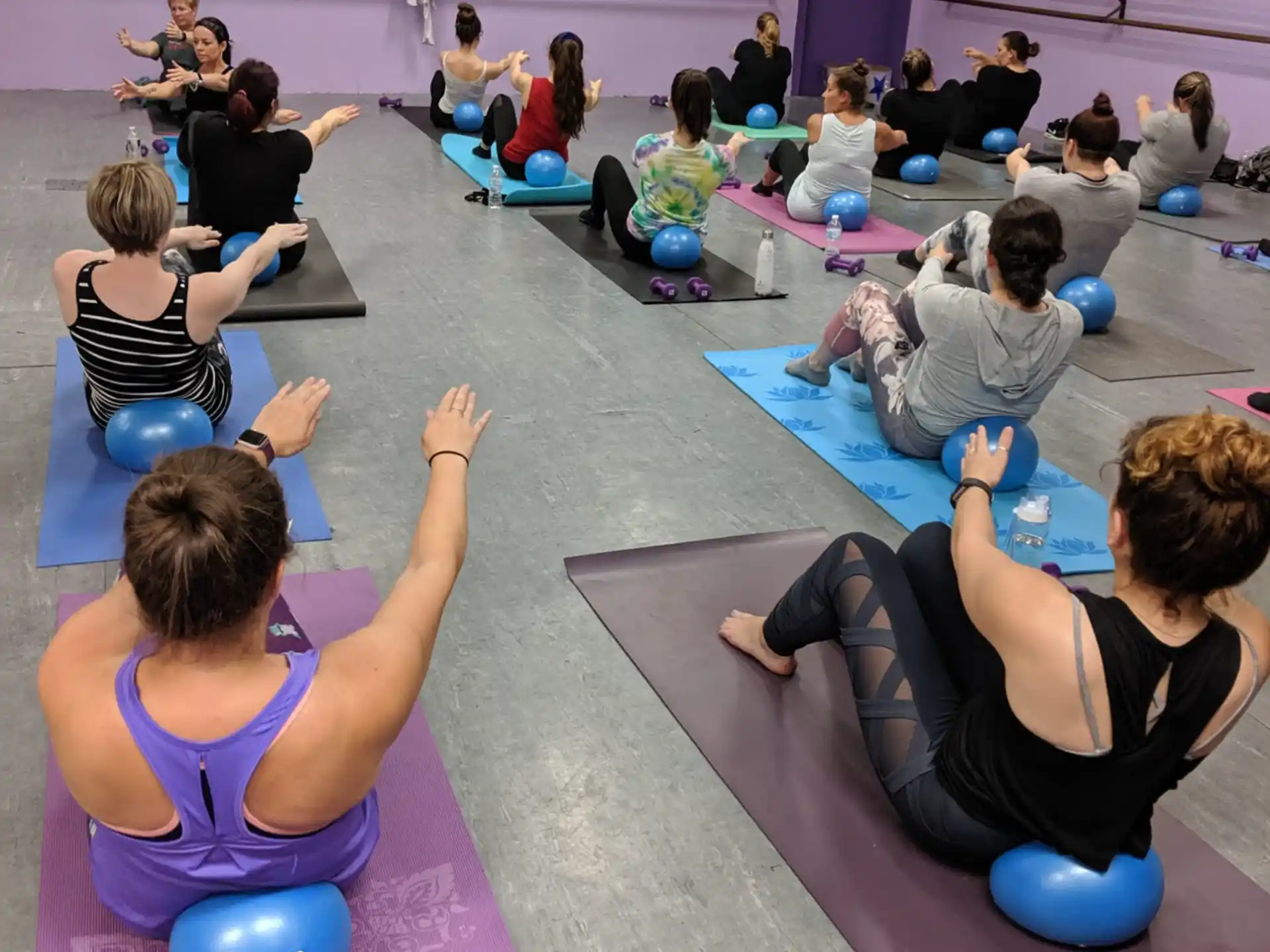 a group of people exercising