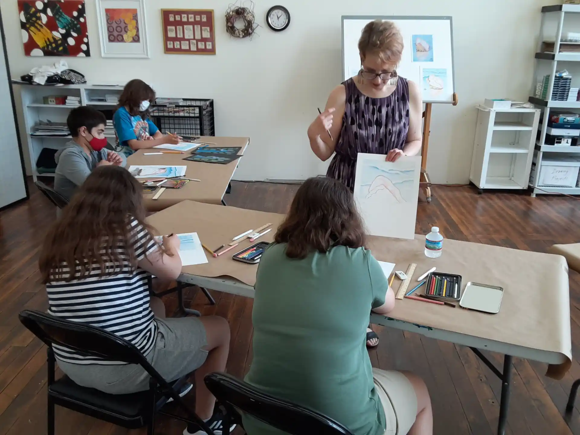 a group of people in a classroom