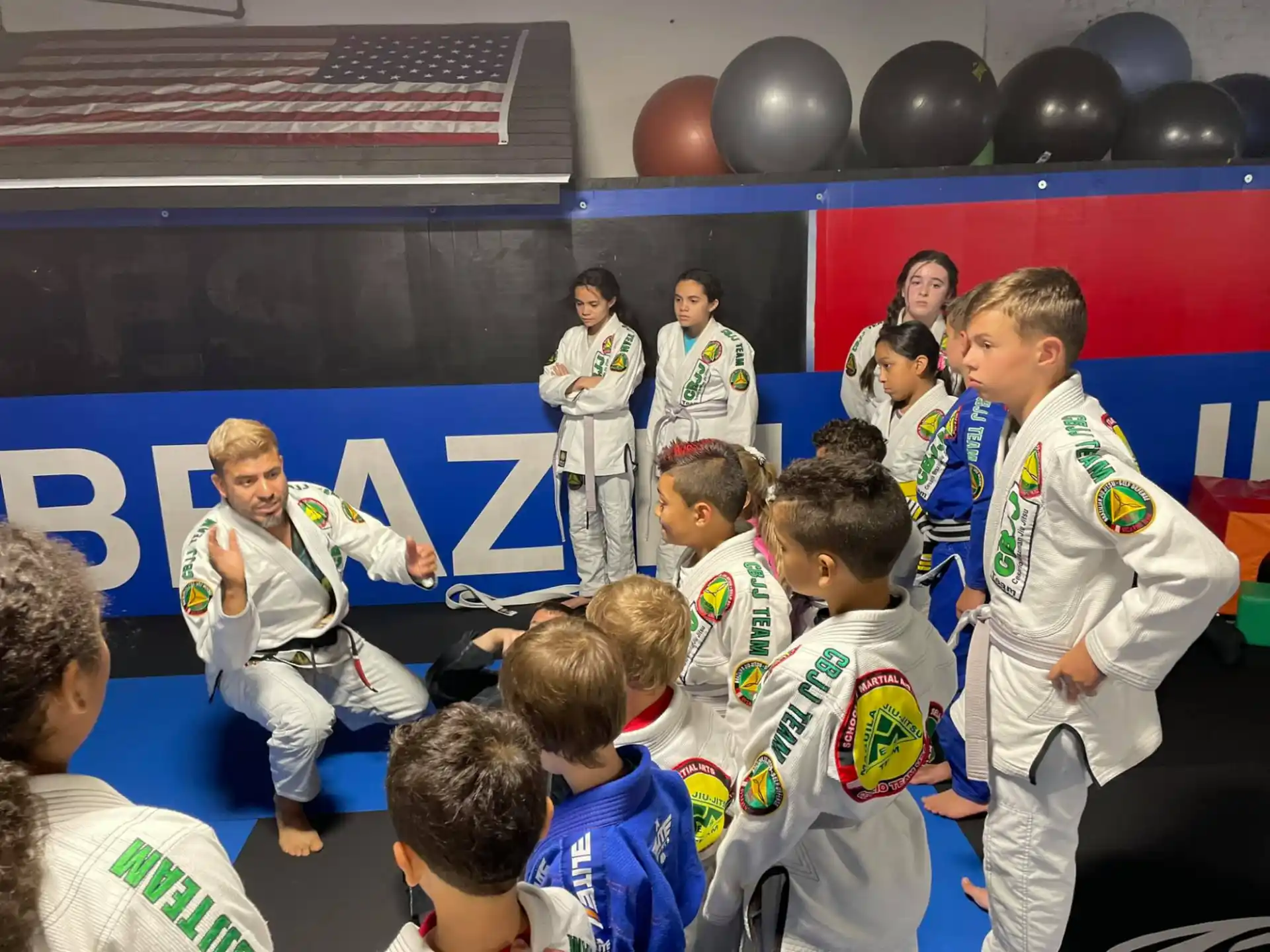 a group of people in a room
