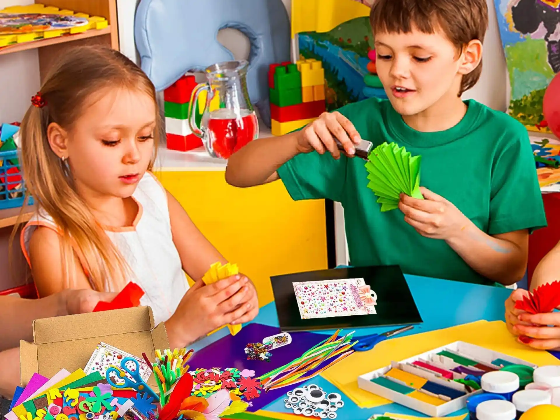 a boy and girl painting