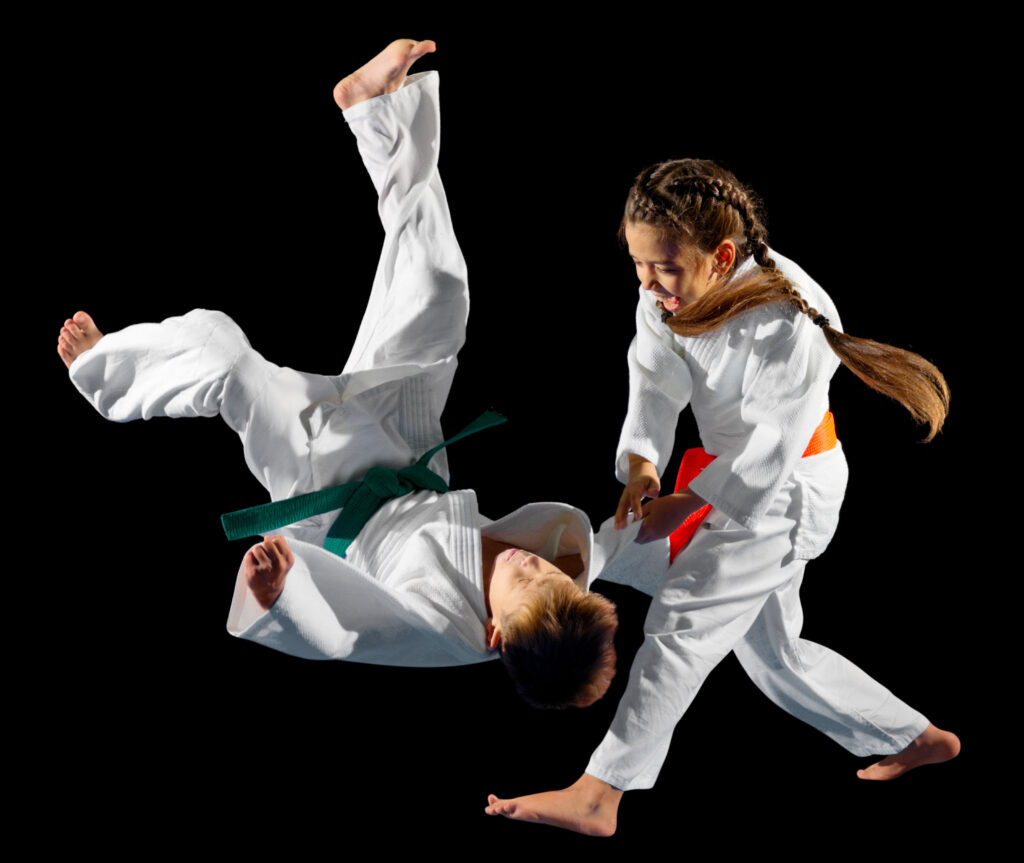a woman kicking a man in the face with wings