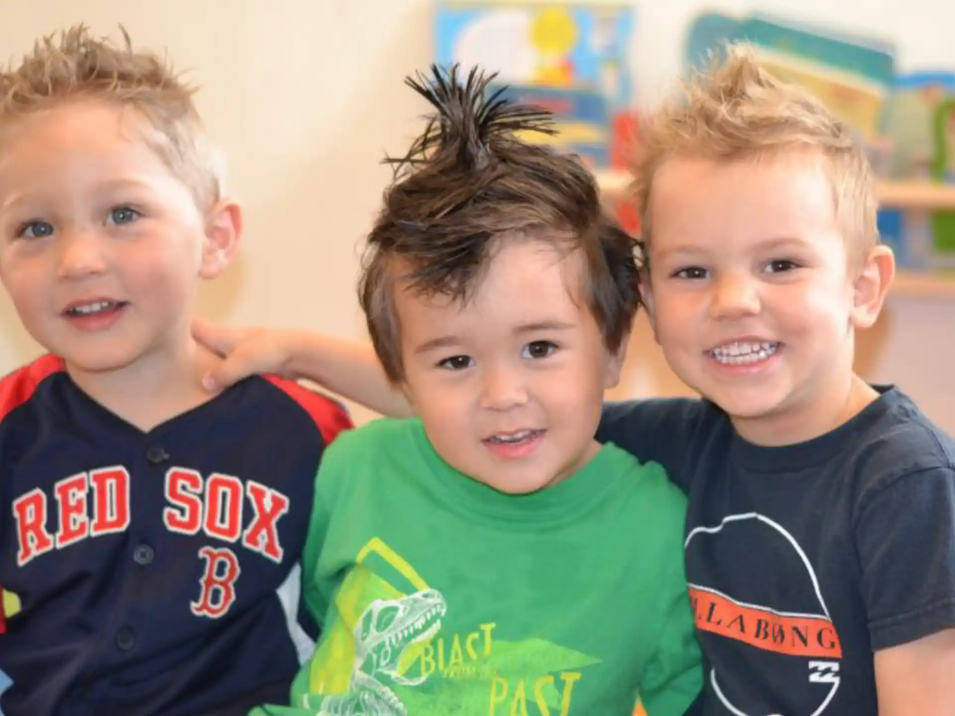 a group of children smiling