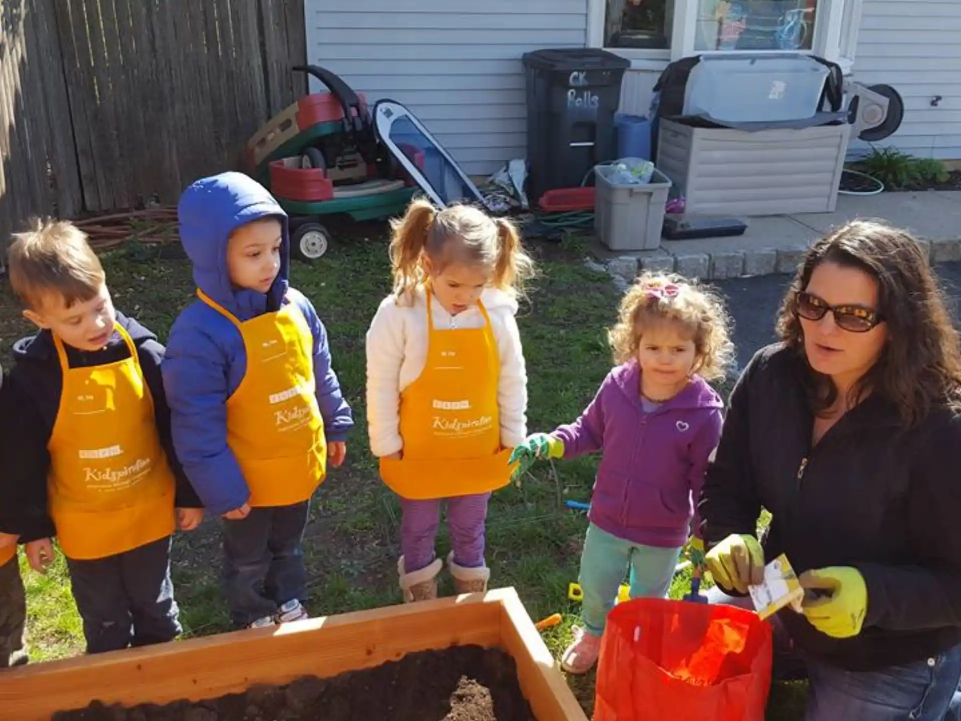 a person and several children