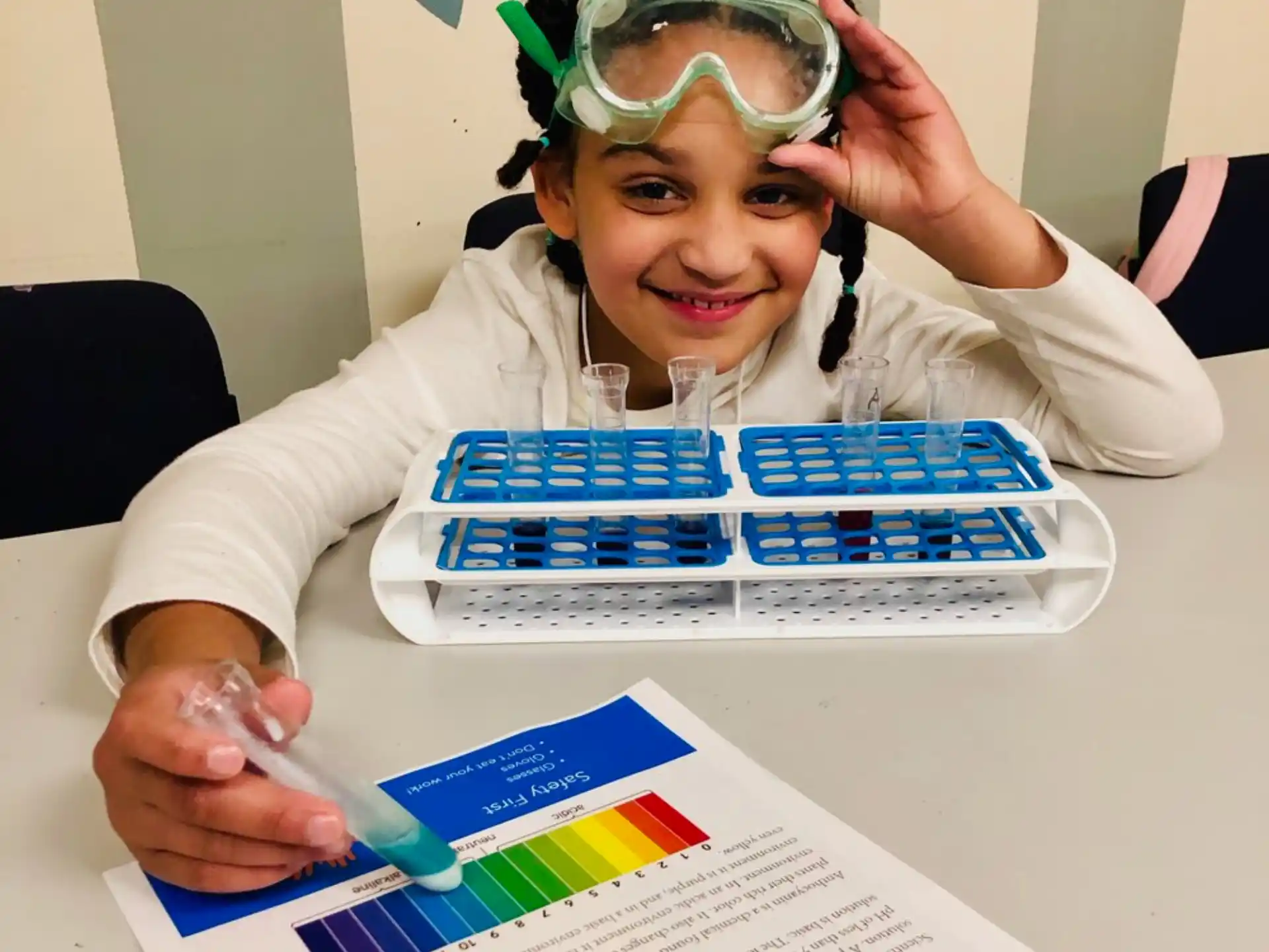 a girl wearing goggles