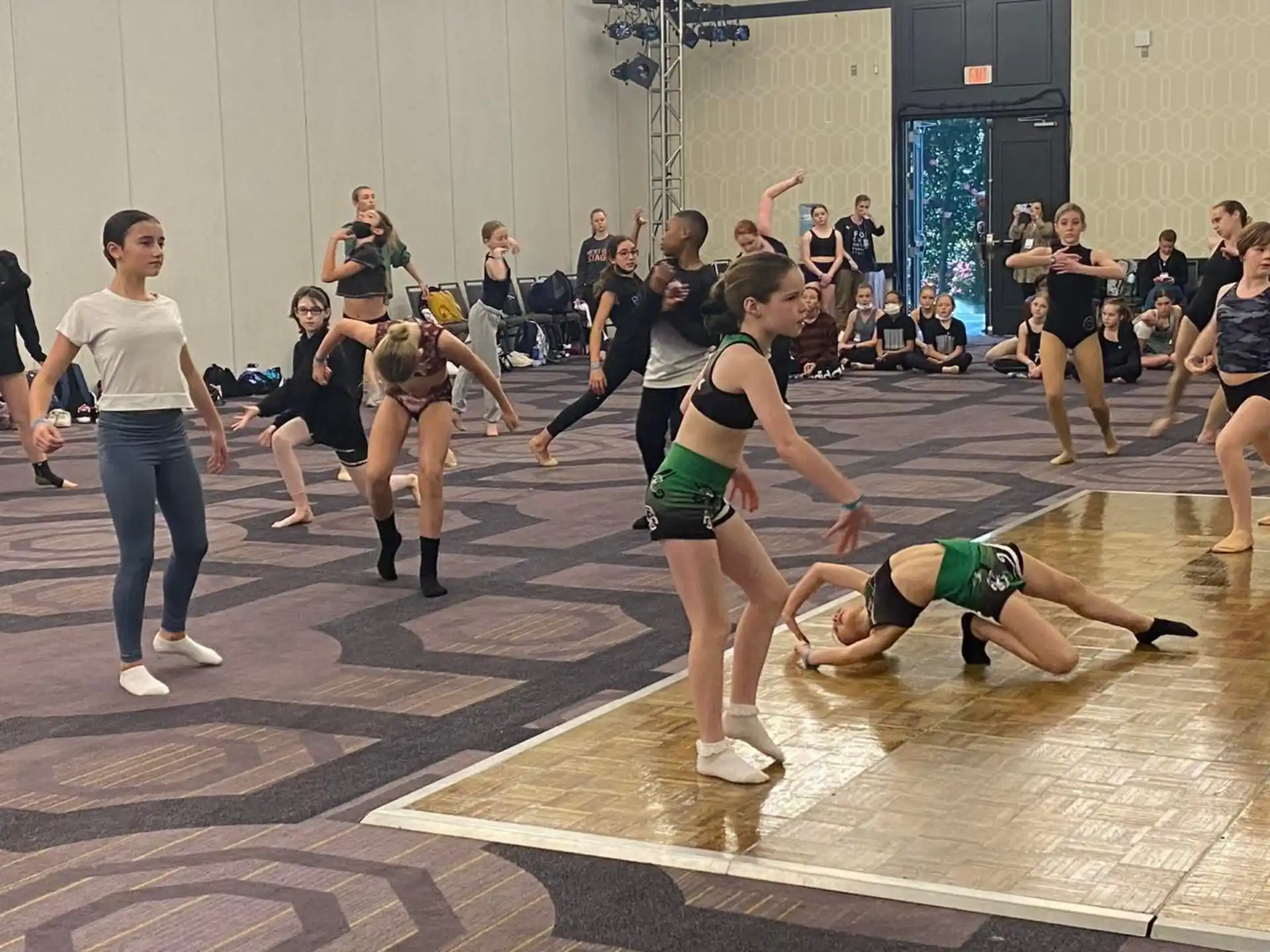 a group of people exercising