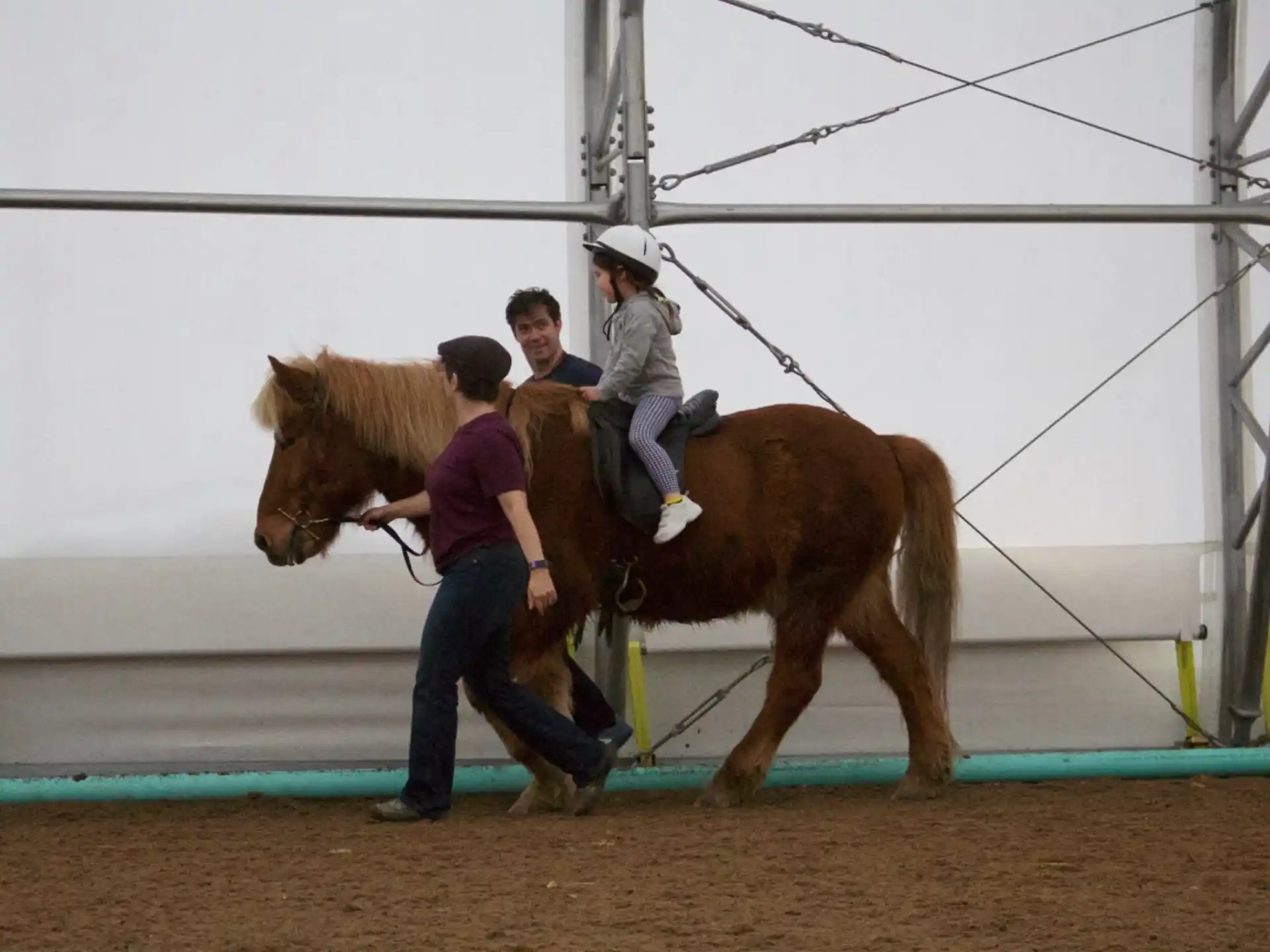a group of people riding a horse