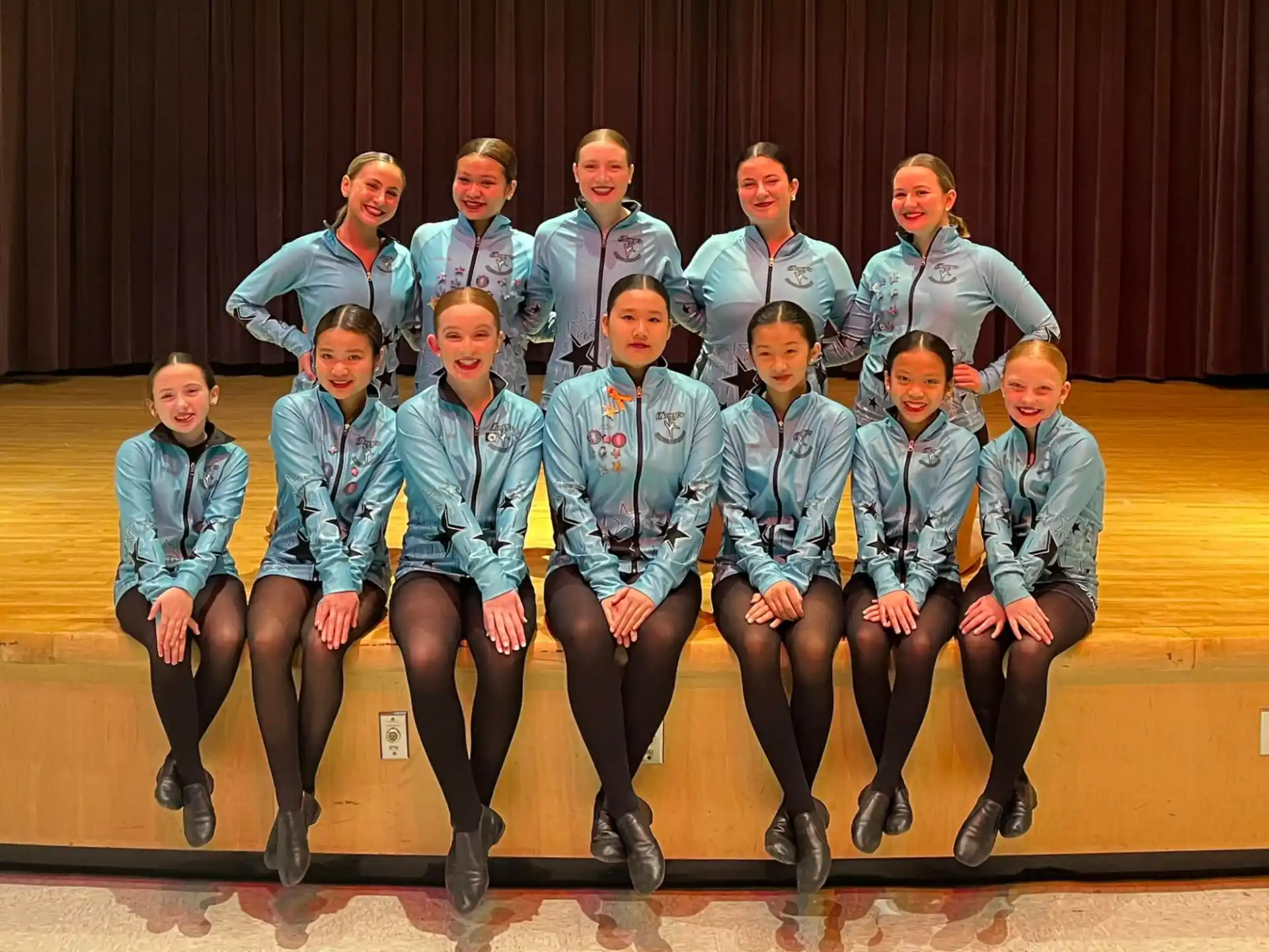 a group of people in blue uniforms