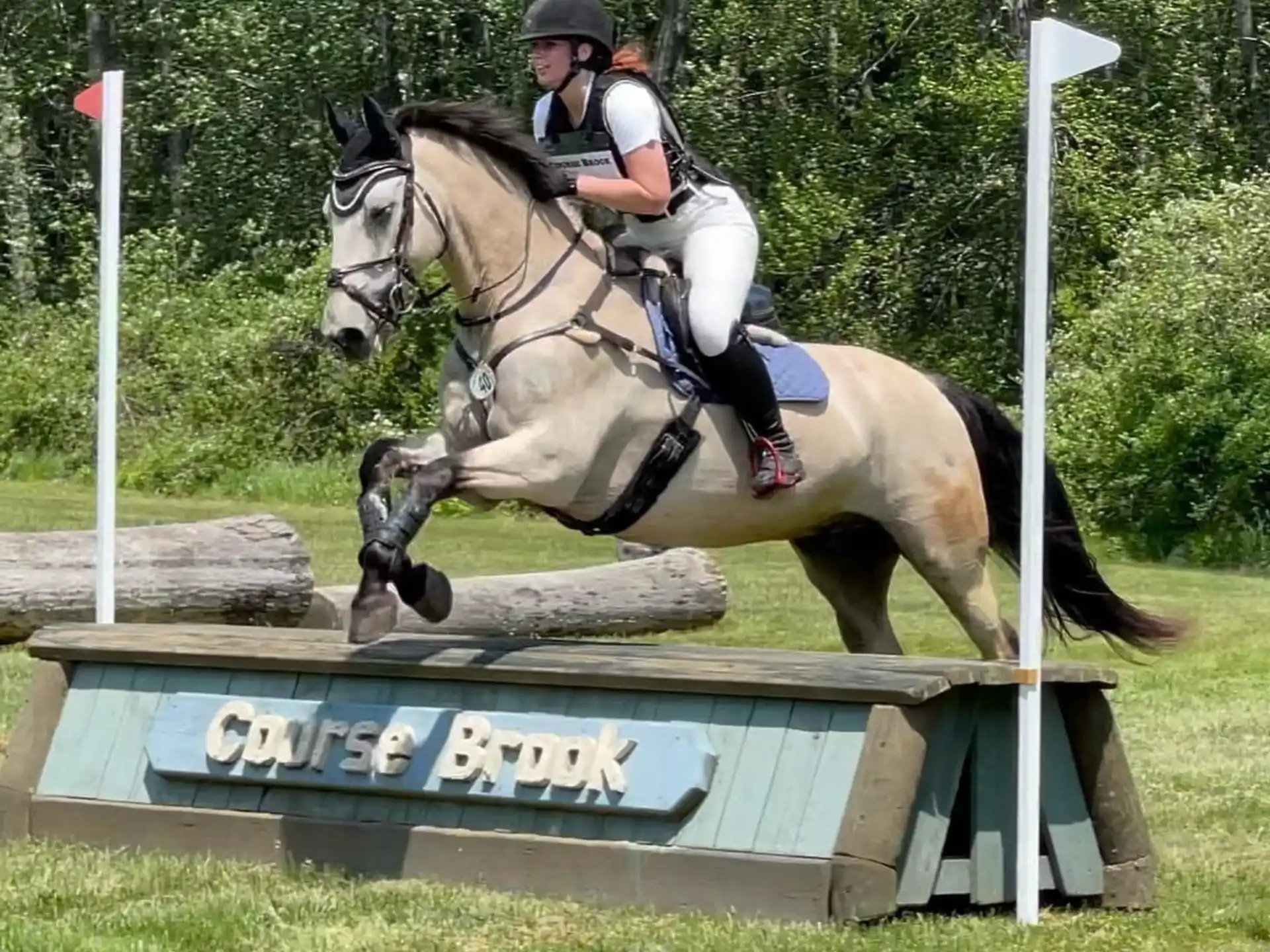 a person riding a horse over a jump