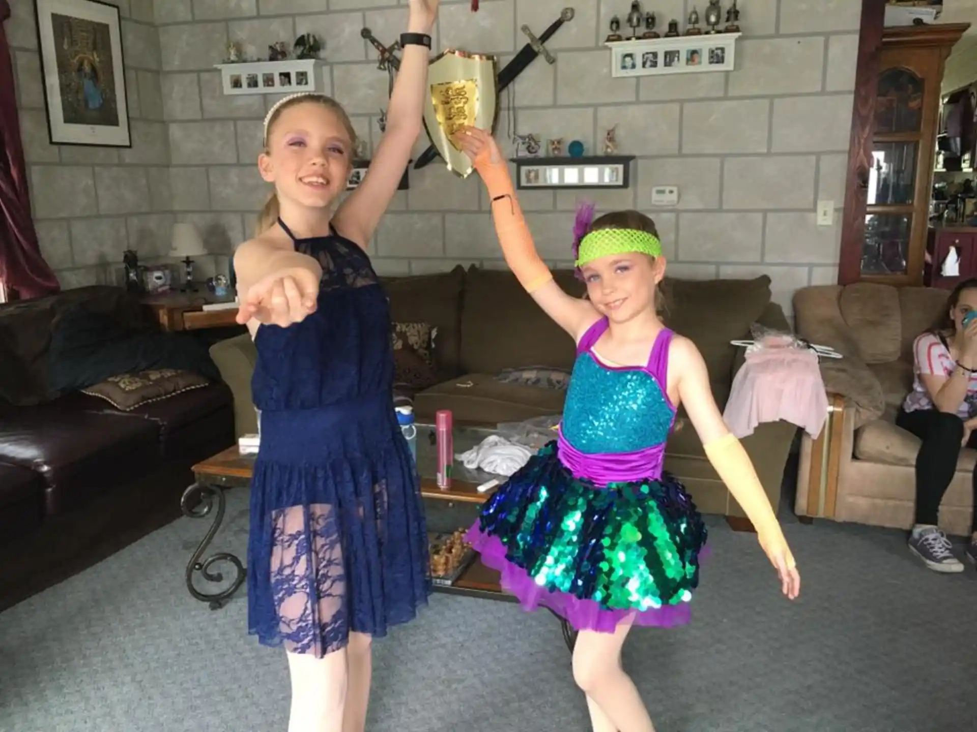 two girls wearing clothing