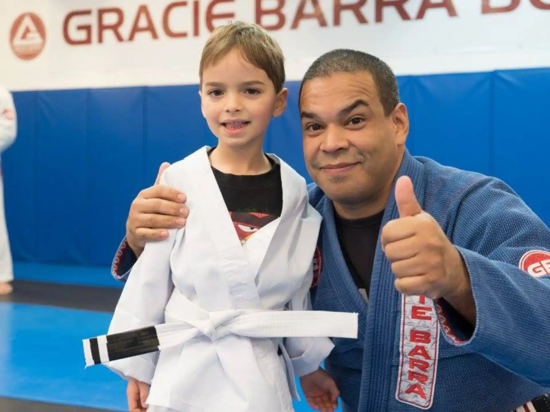 a man and a boy posing for a picture
