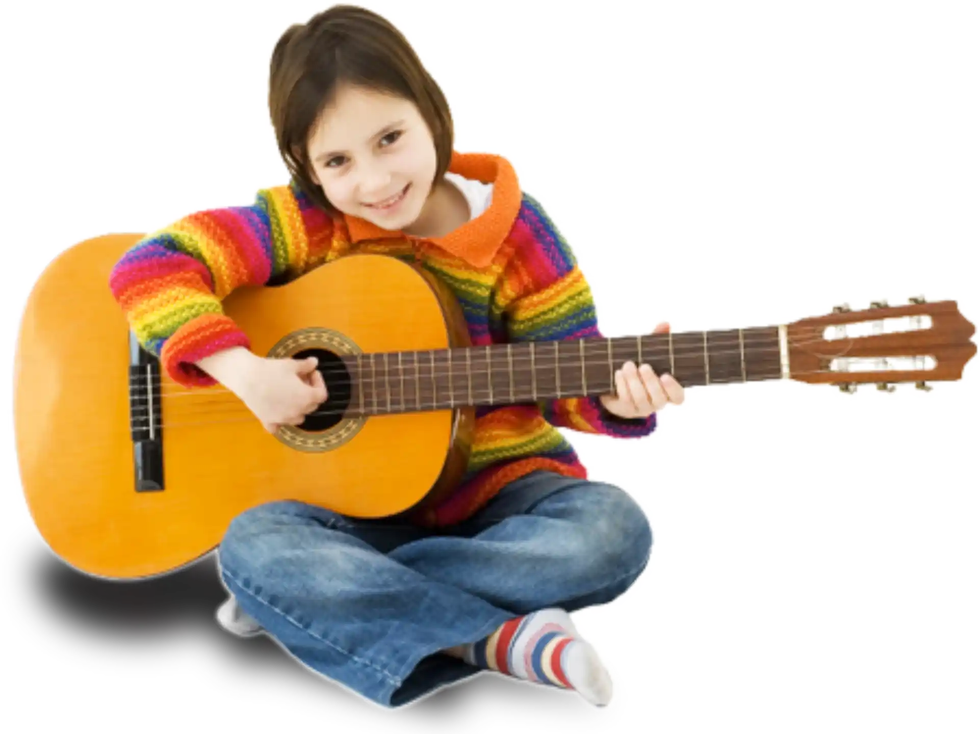 a child playing a guitar