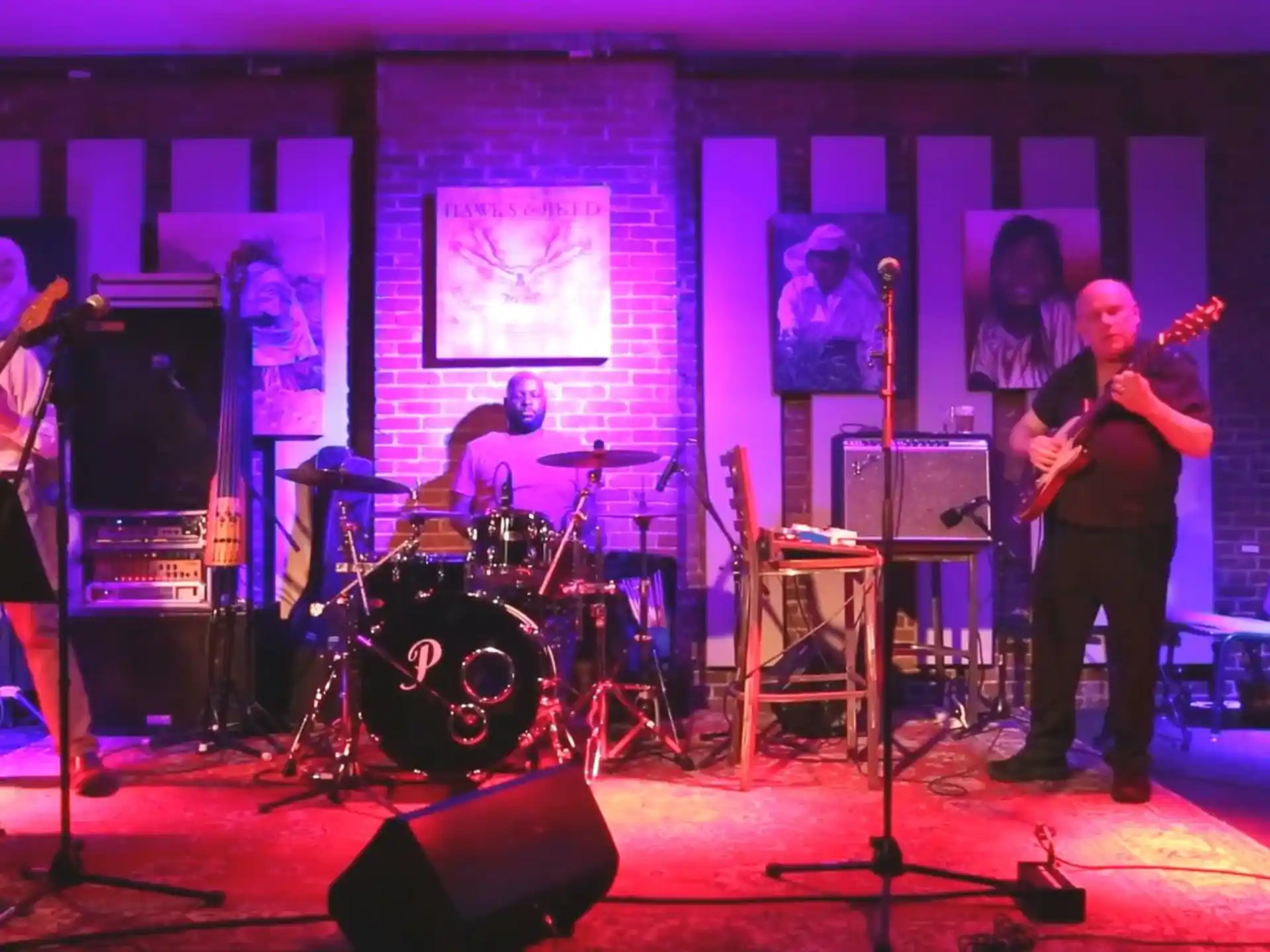 a band playing on a stage