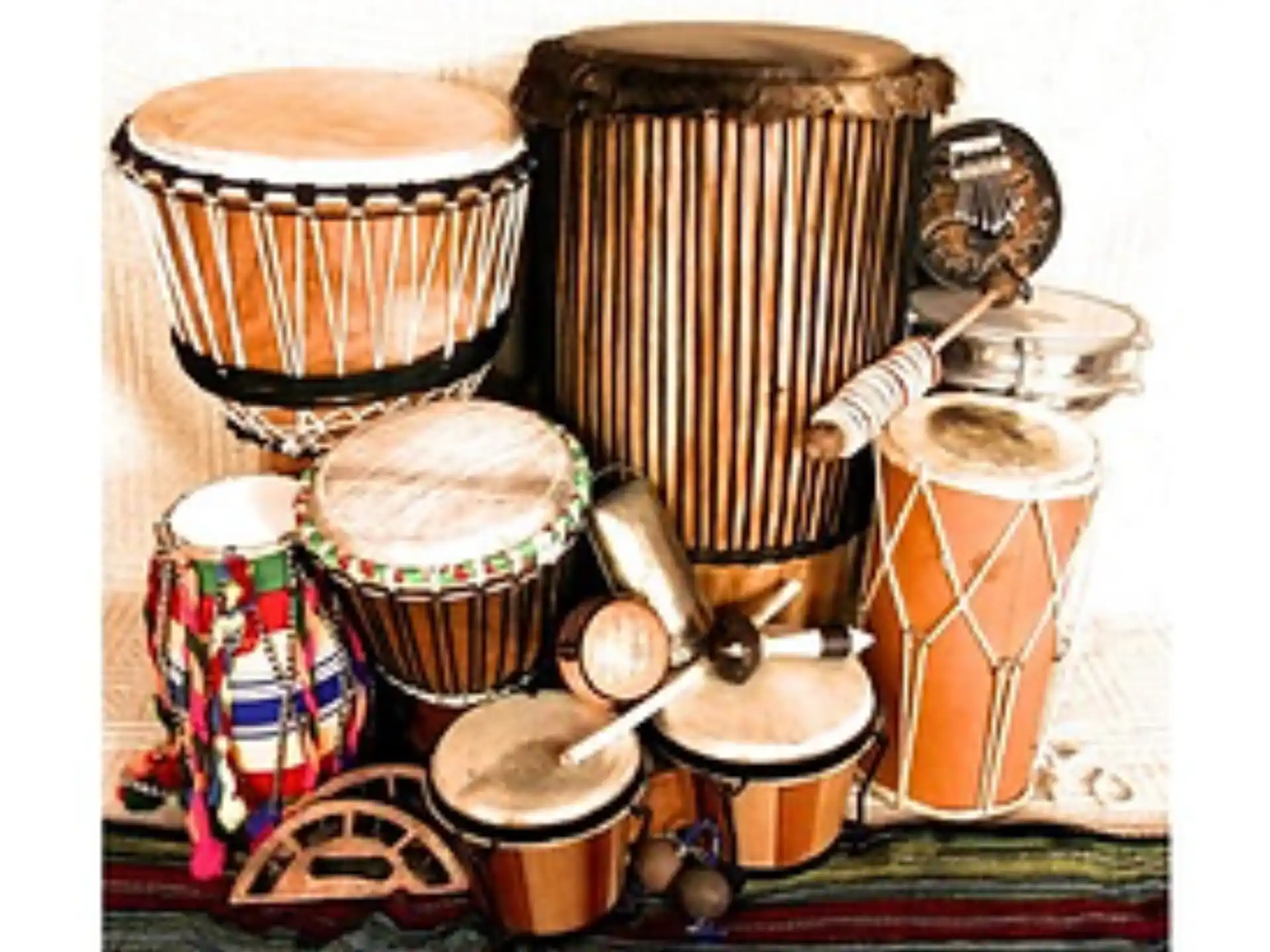 a drum set with drums