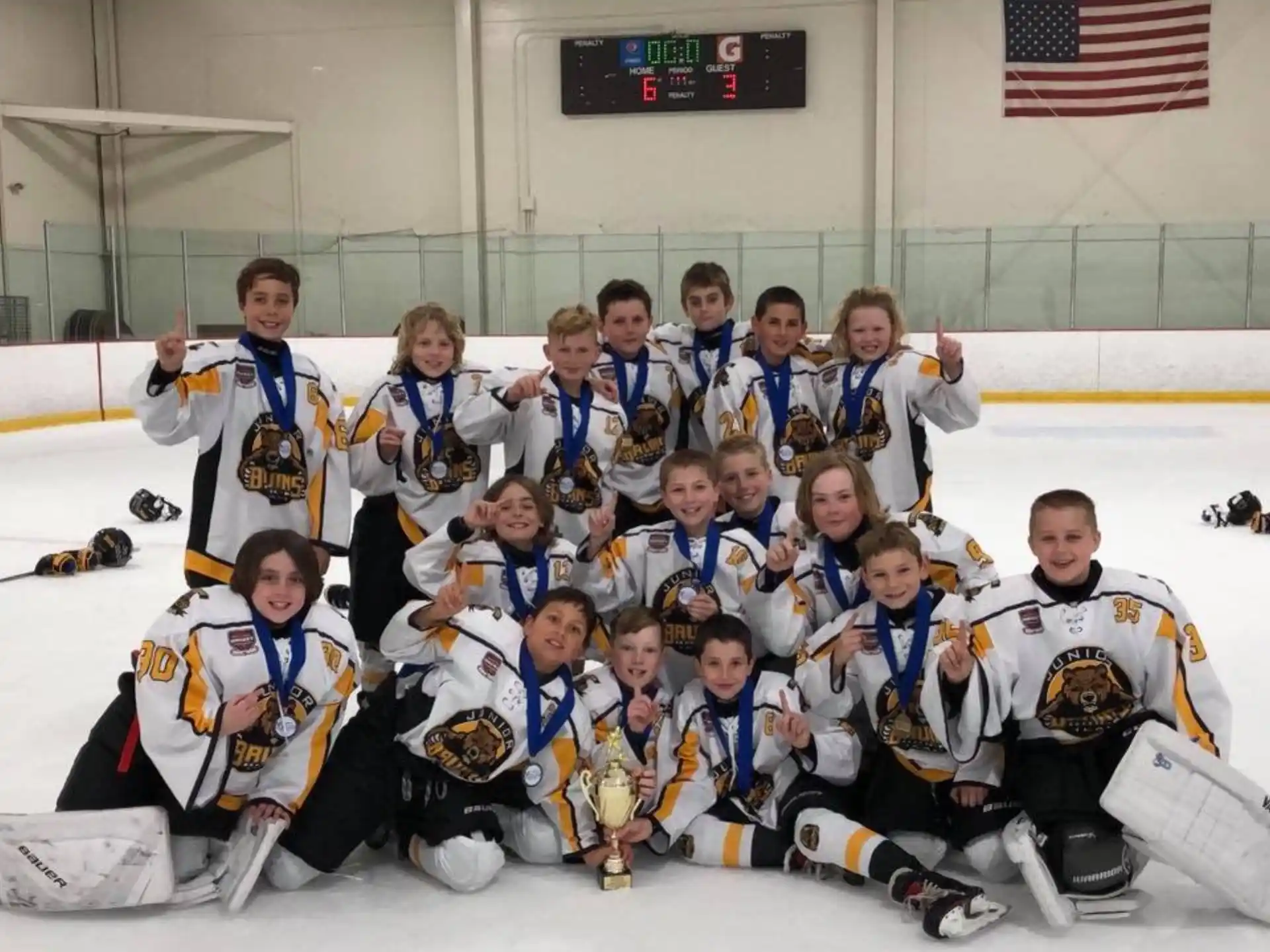 a group of people wearing hockey uniforms