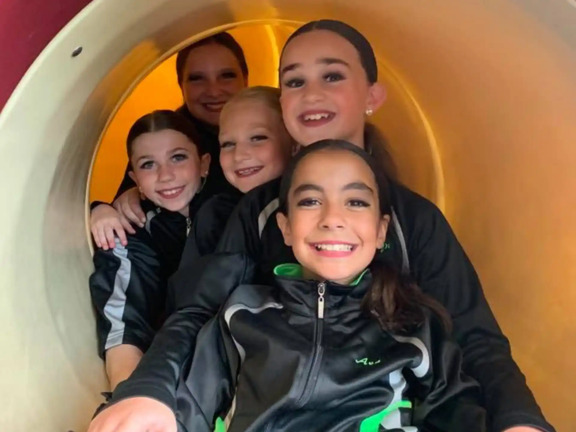 a group of people in a tunnel