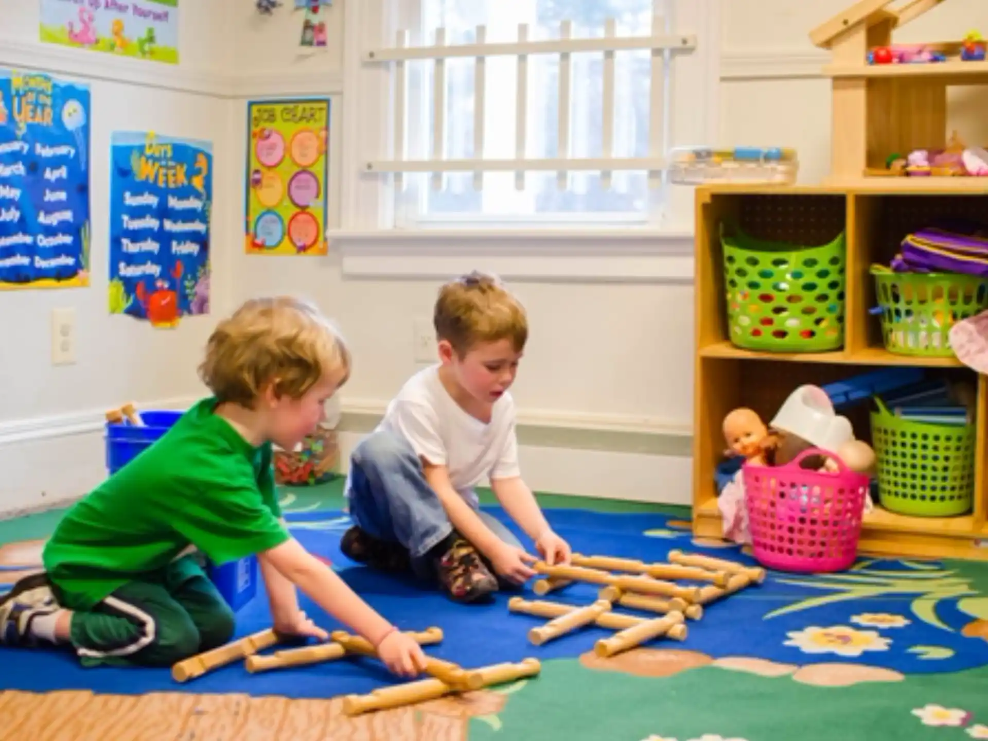 children playing with wooden sticks
