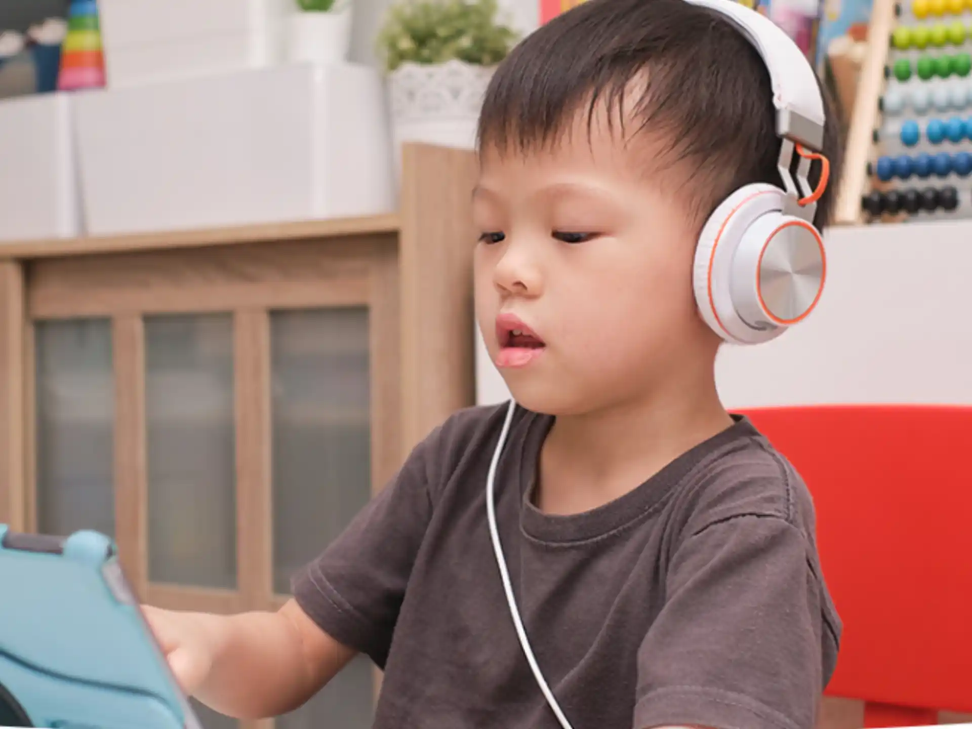 a boy wearing headphones