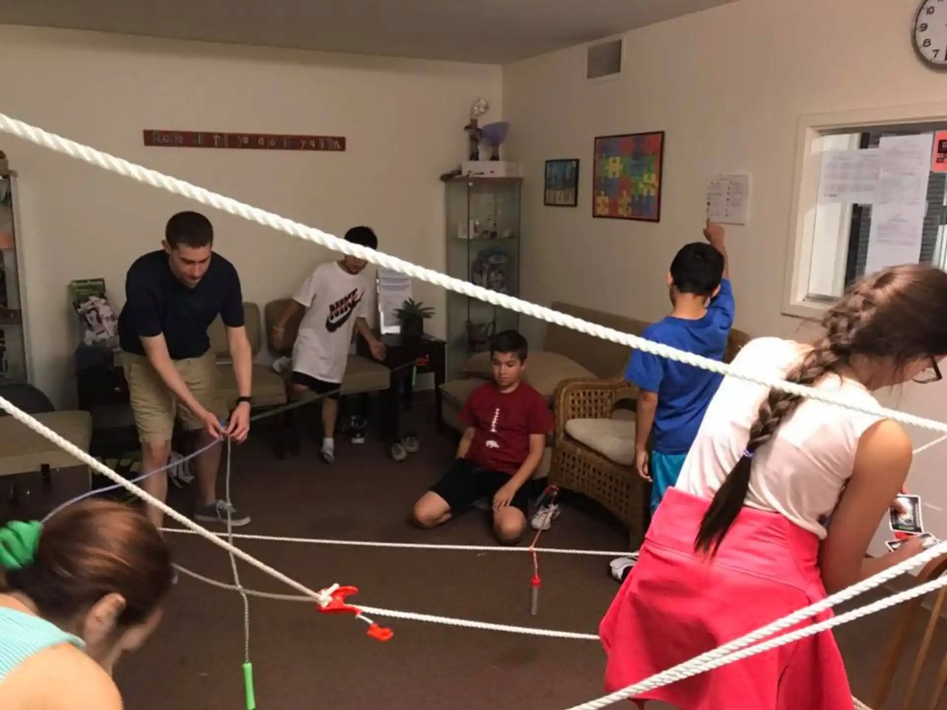 a group of people playing a game