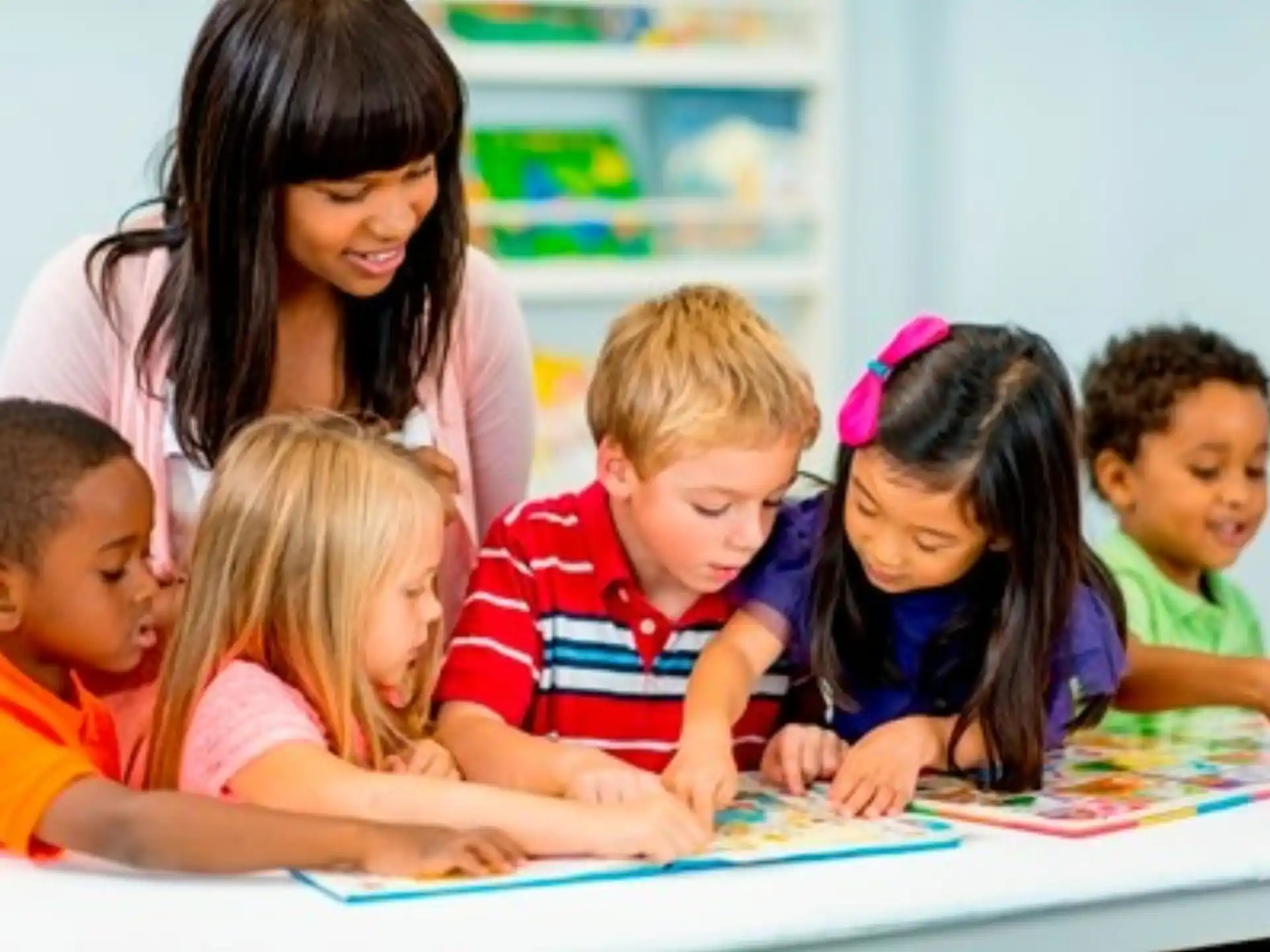 a teacher and her students