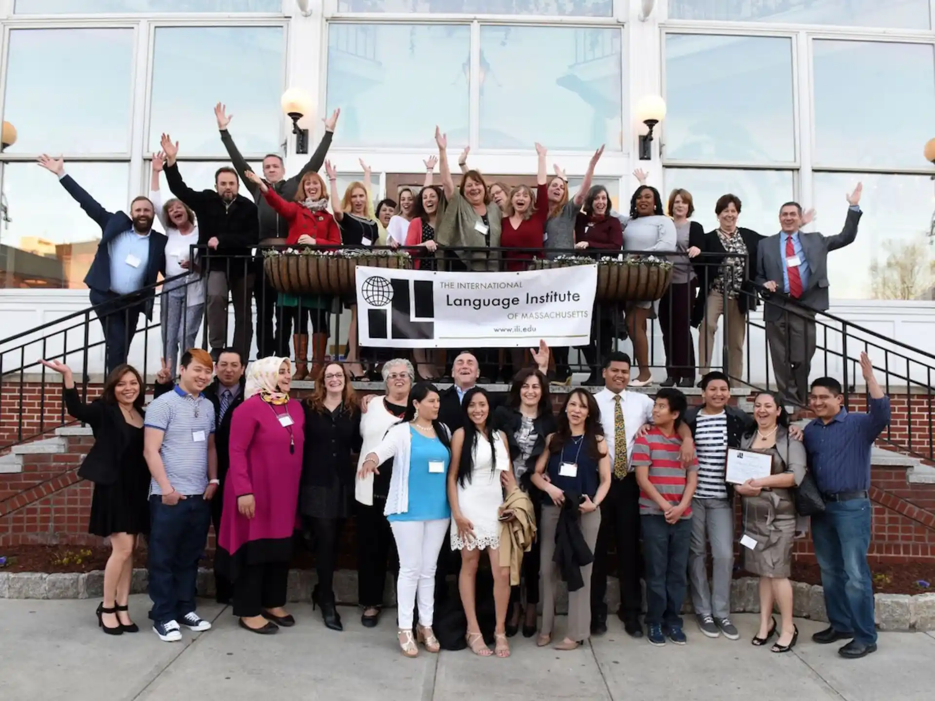 a group of people posing for a photo