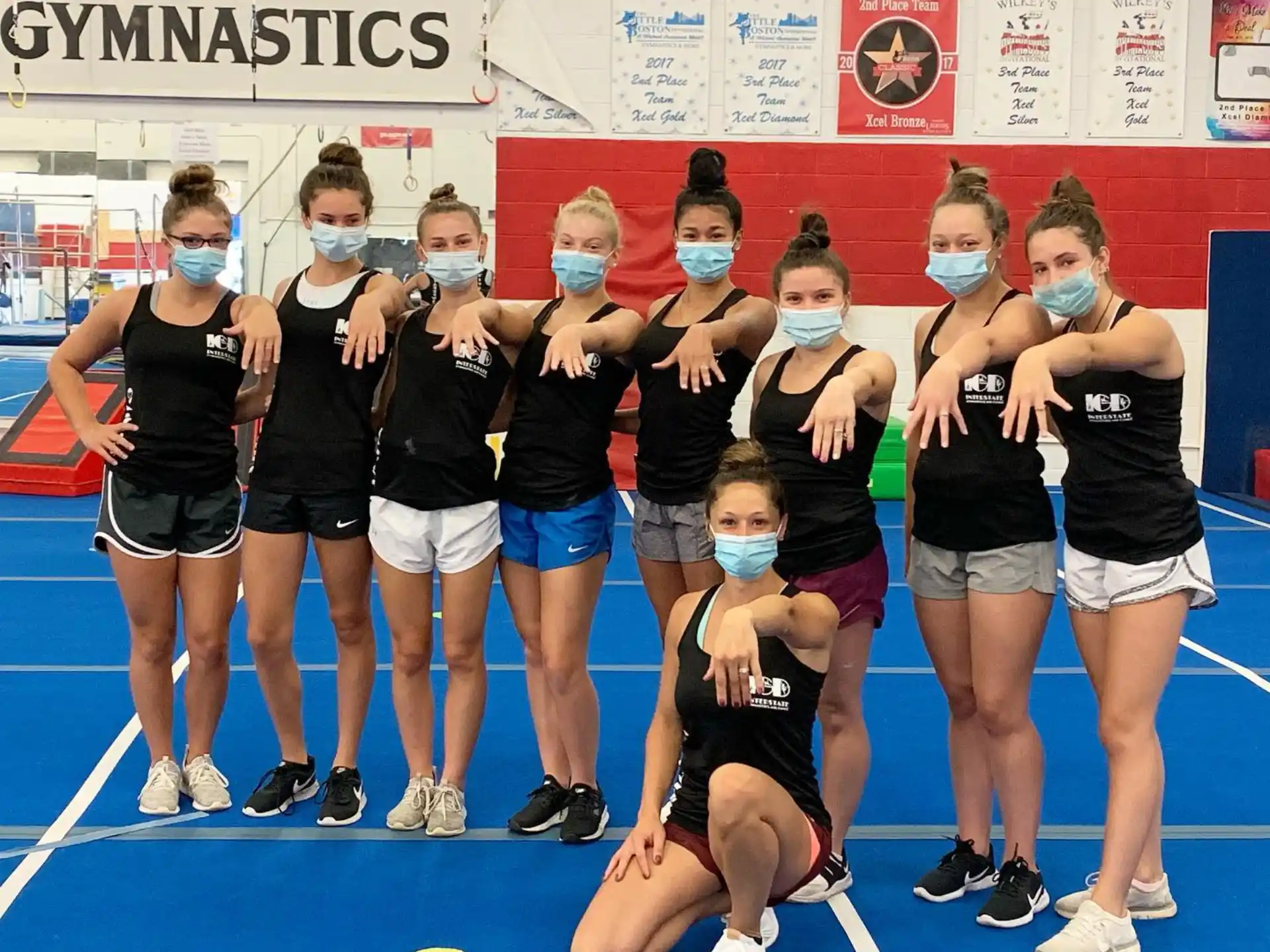 a group of women in a gym