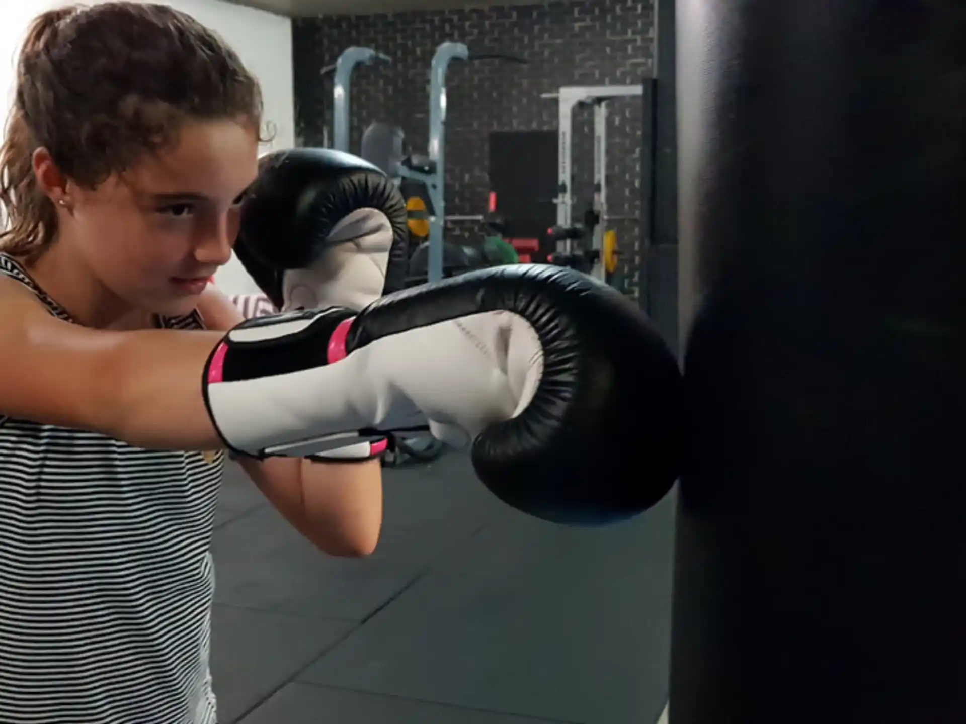 a woman in a gym