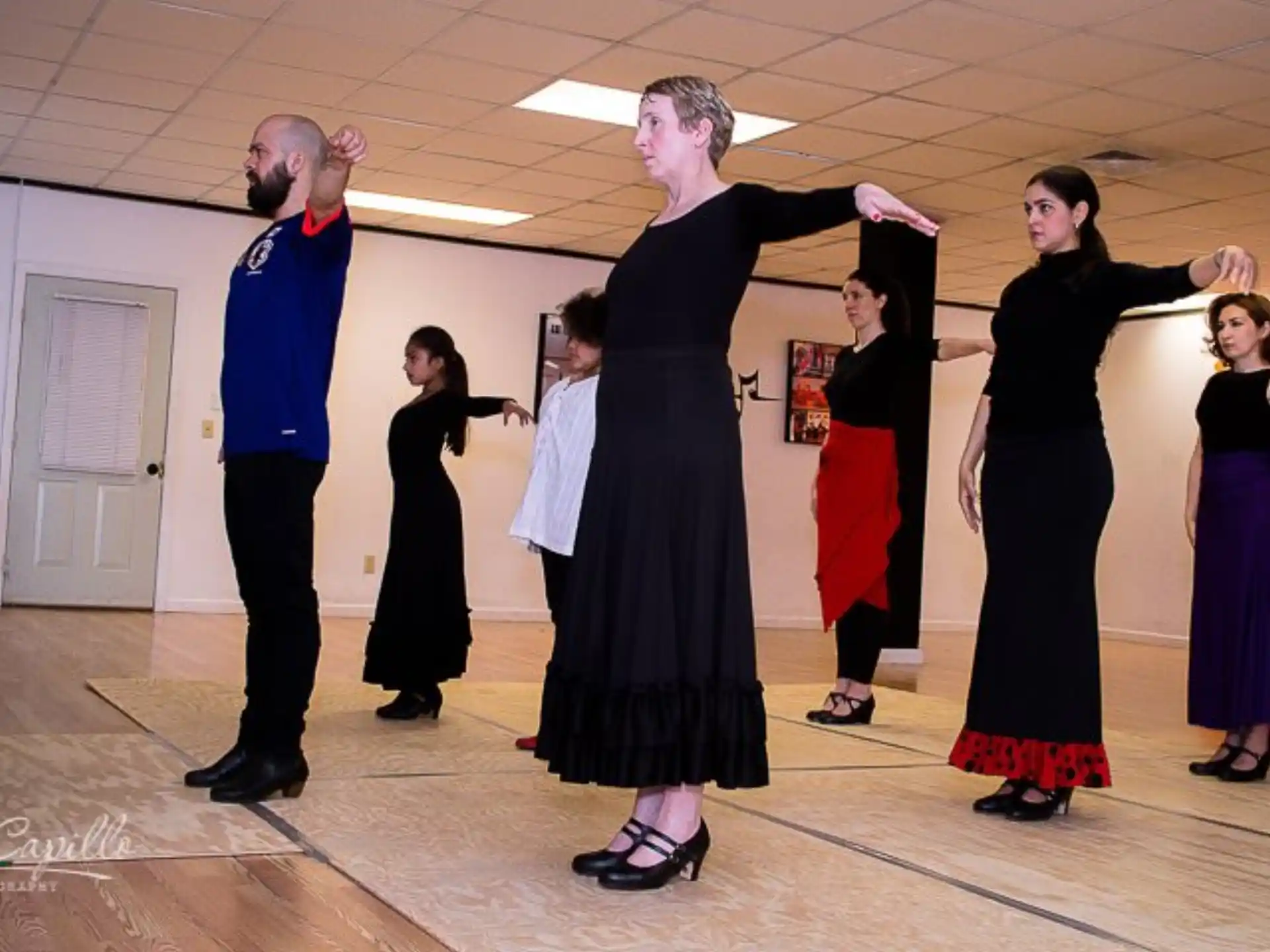 a group of people dancing