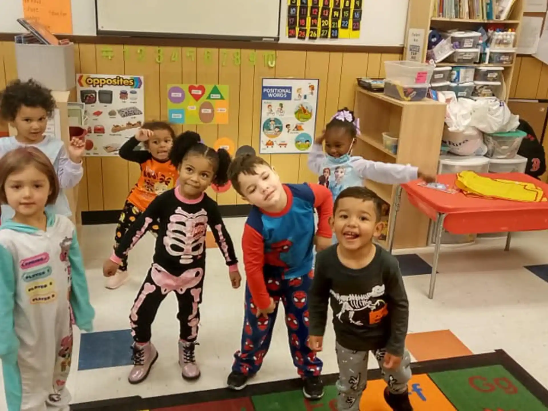 a group of children in a classroom