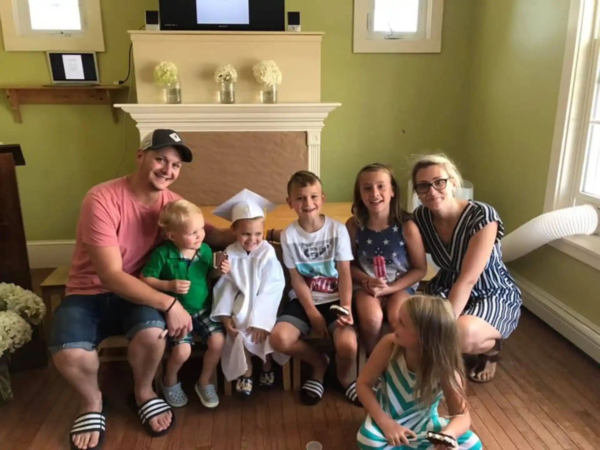 a group of people sitting on a couch