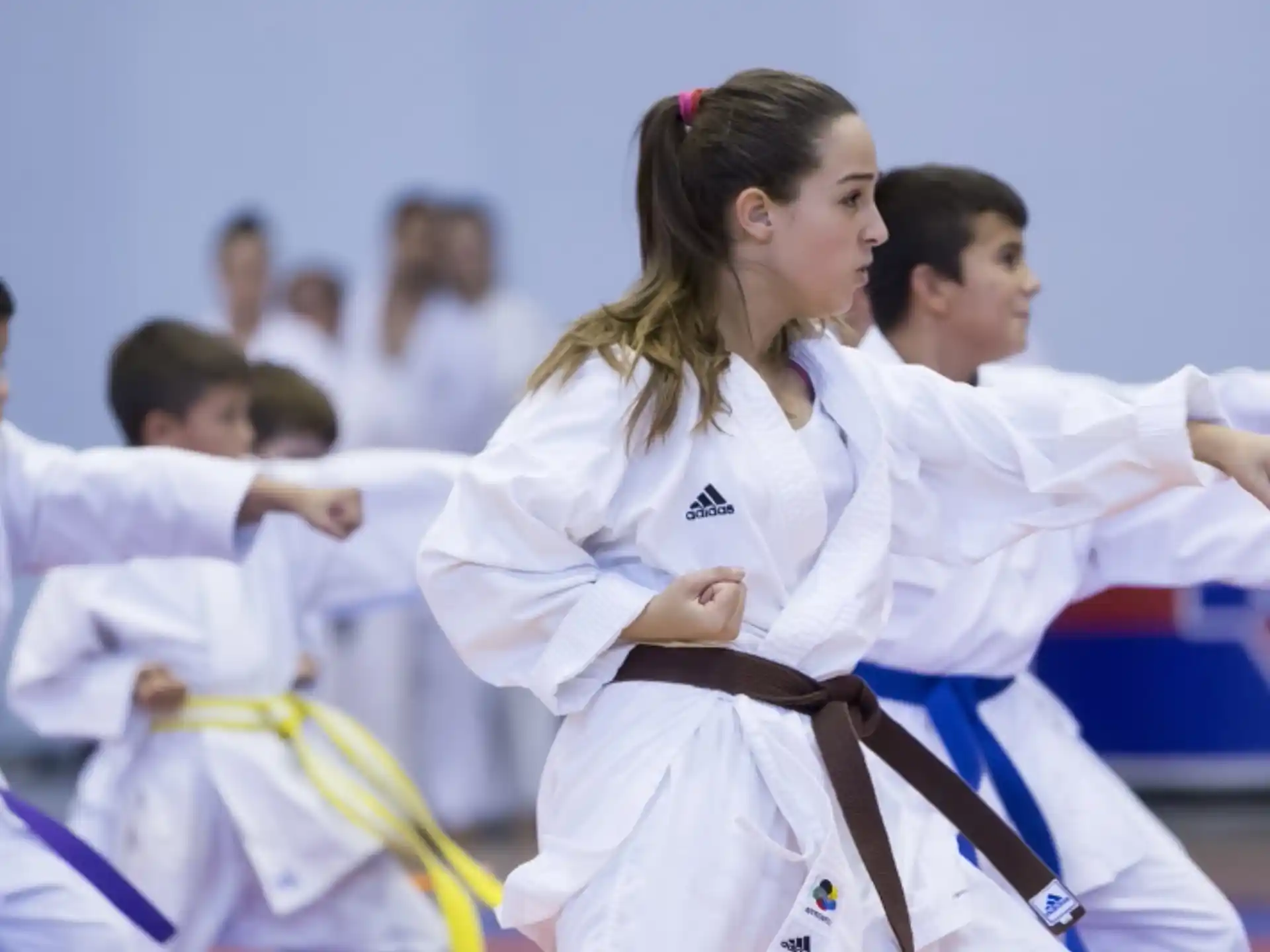 a group of people in karate uniforms