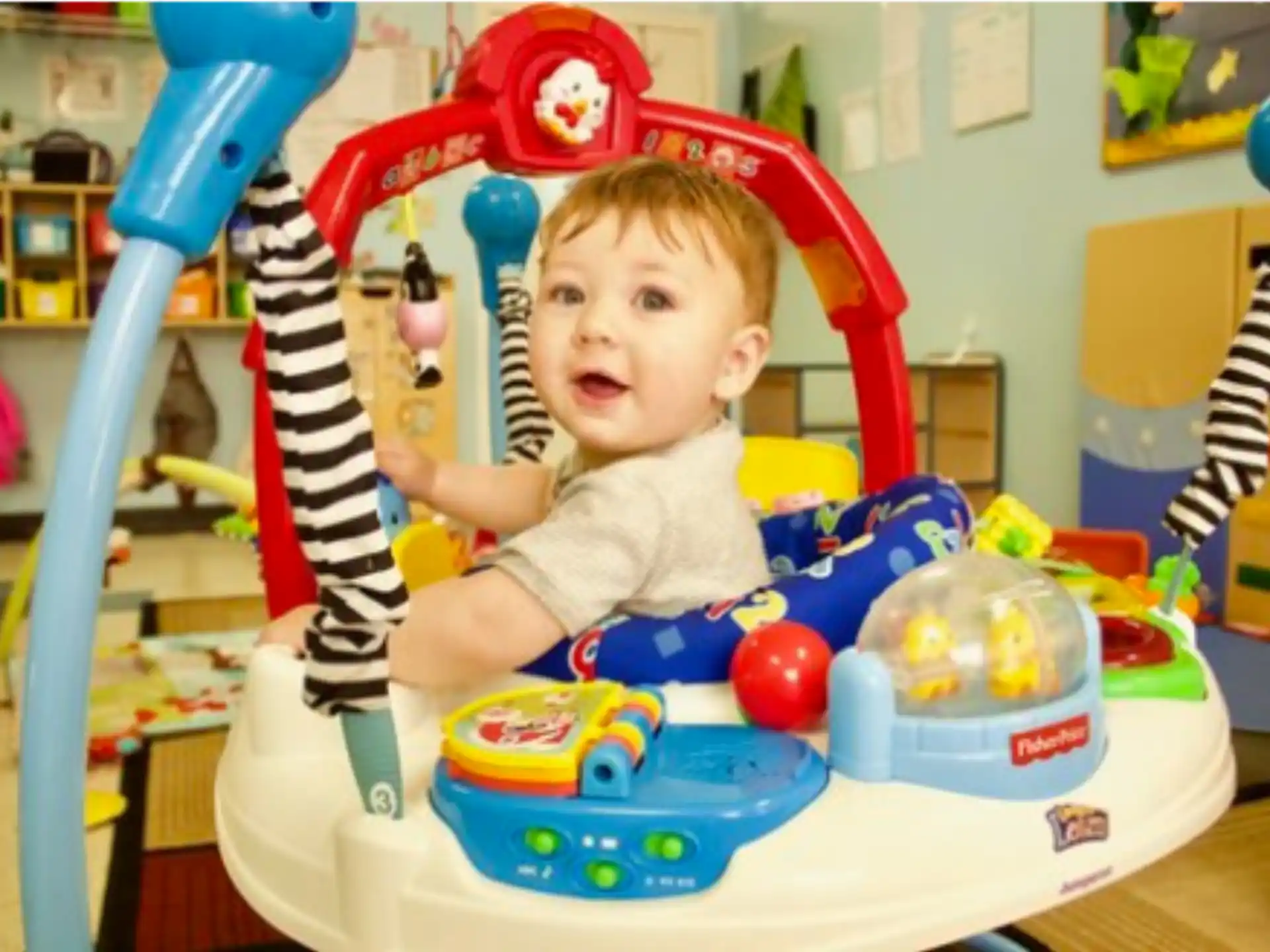 a baby in a highchair