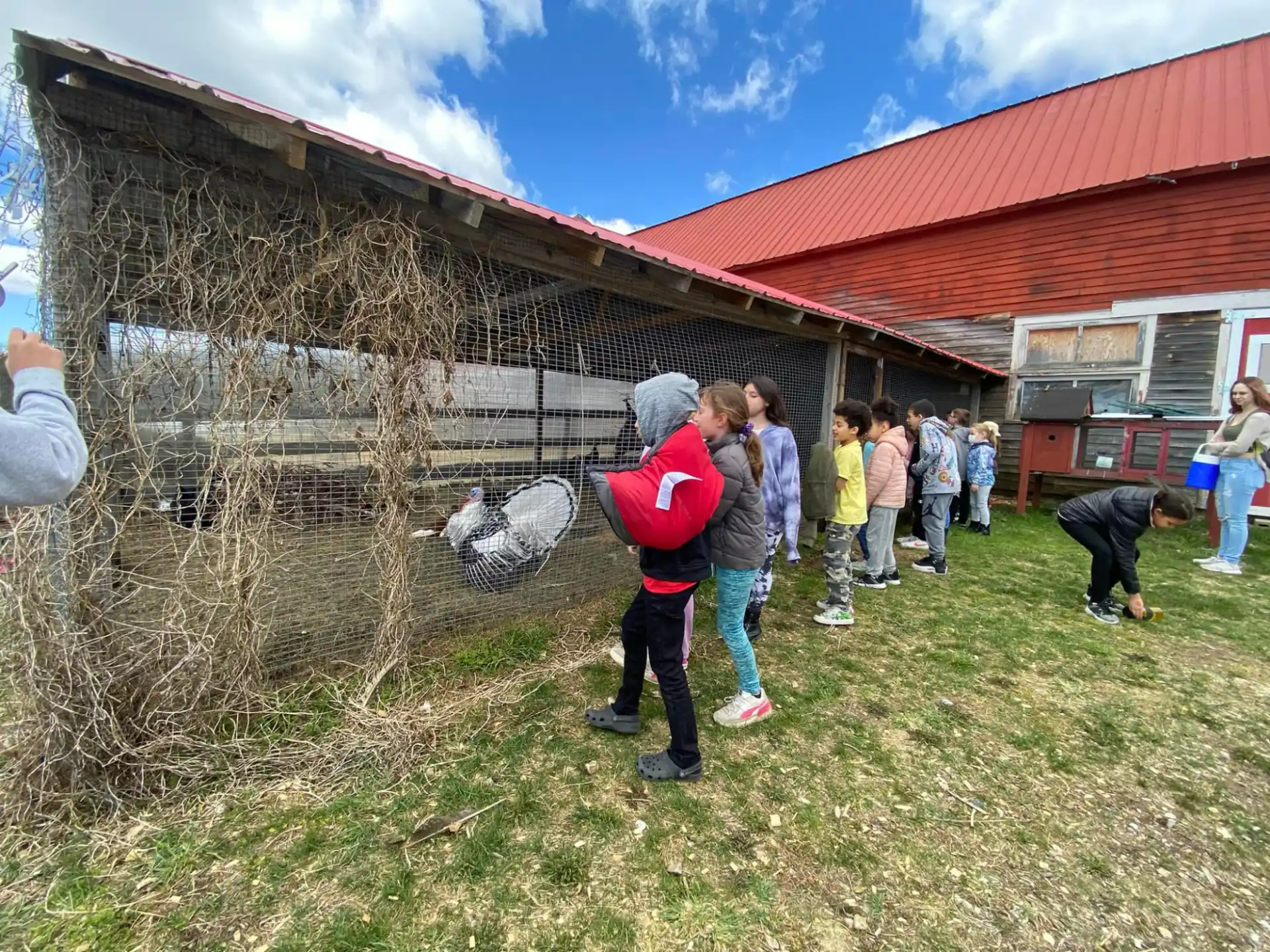 a group of people outside a building